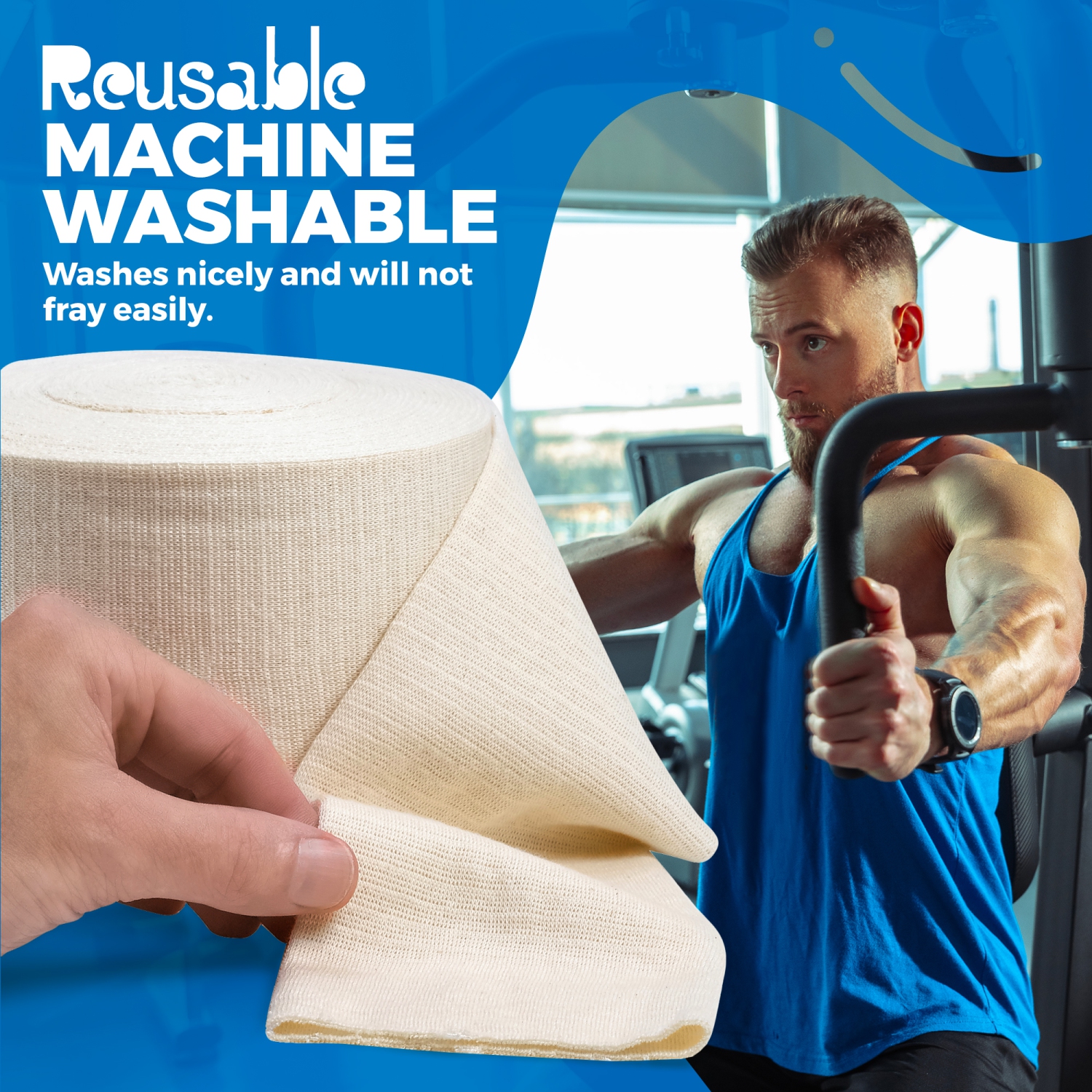 Bandage de support tubulaire élastique taille E, 10M boîte - couleur naturelle pour large bandage de support de genou - haut moyen, spandex en coton