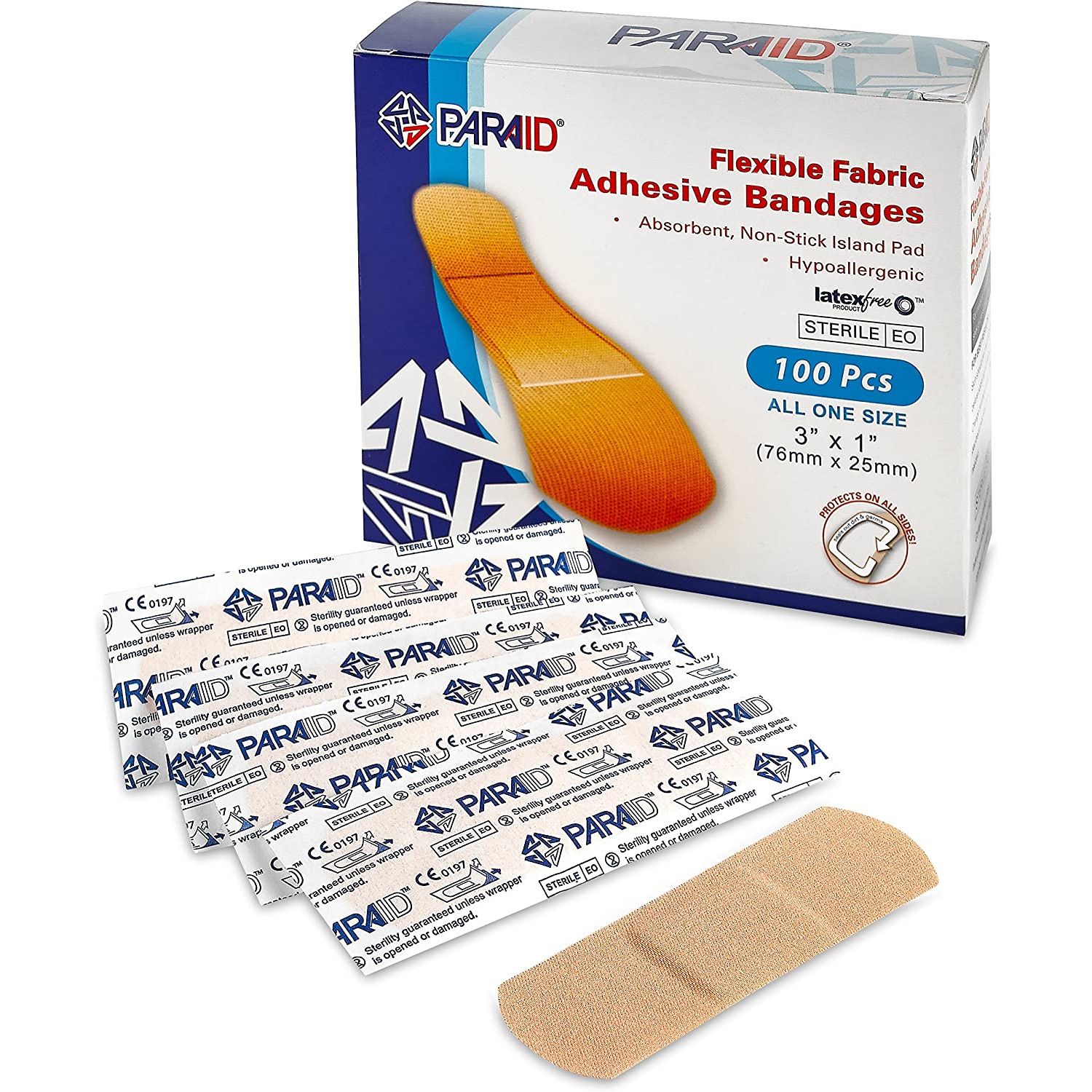 Flexible Fabric Bandages - Flex Fabric Adhesive Bandages Finger-Tip Bandages Knuckles and Thumb Bandages for Finger Care and to Protect Wounds from Infection - (100 Count Box)