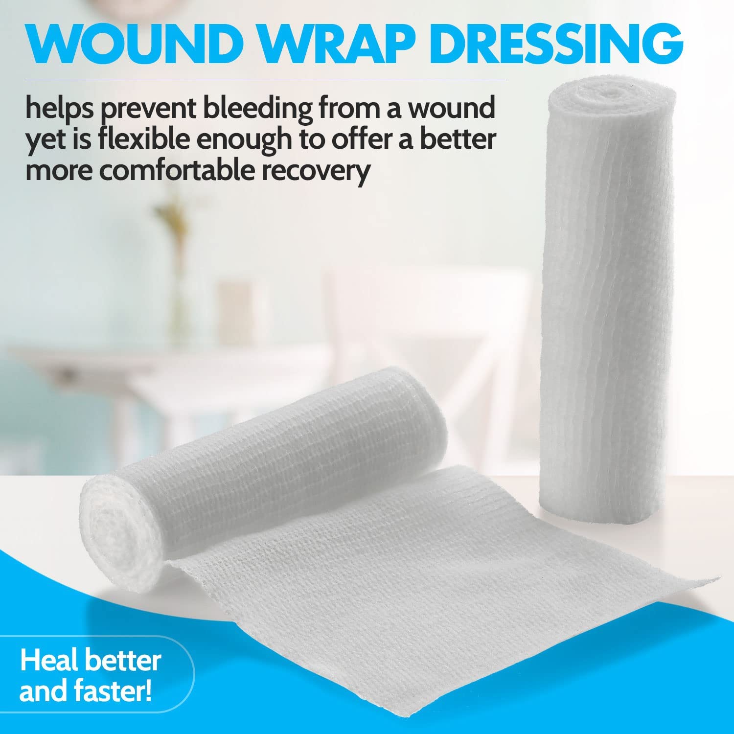 Gauze Bandage Rolls - 4 Yards Per Roll of Medical Grade Gauze Bandage and Stretch Bandage Wrapping for Dressing All Types of Wounds and First Aid Kit