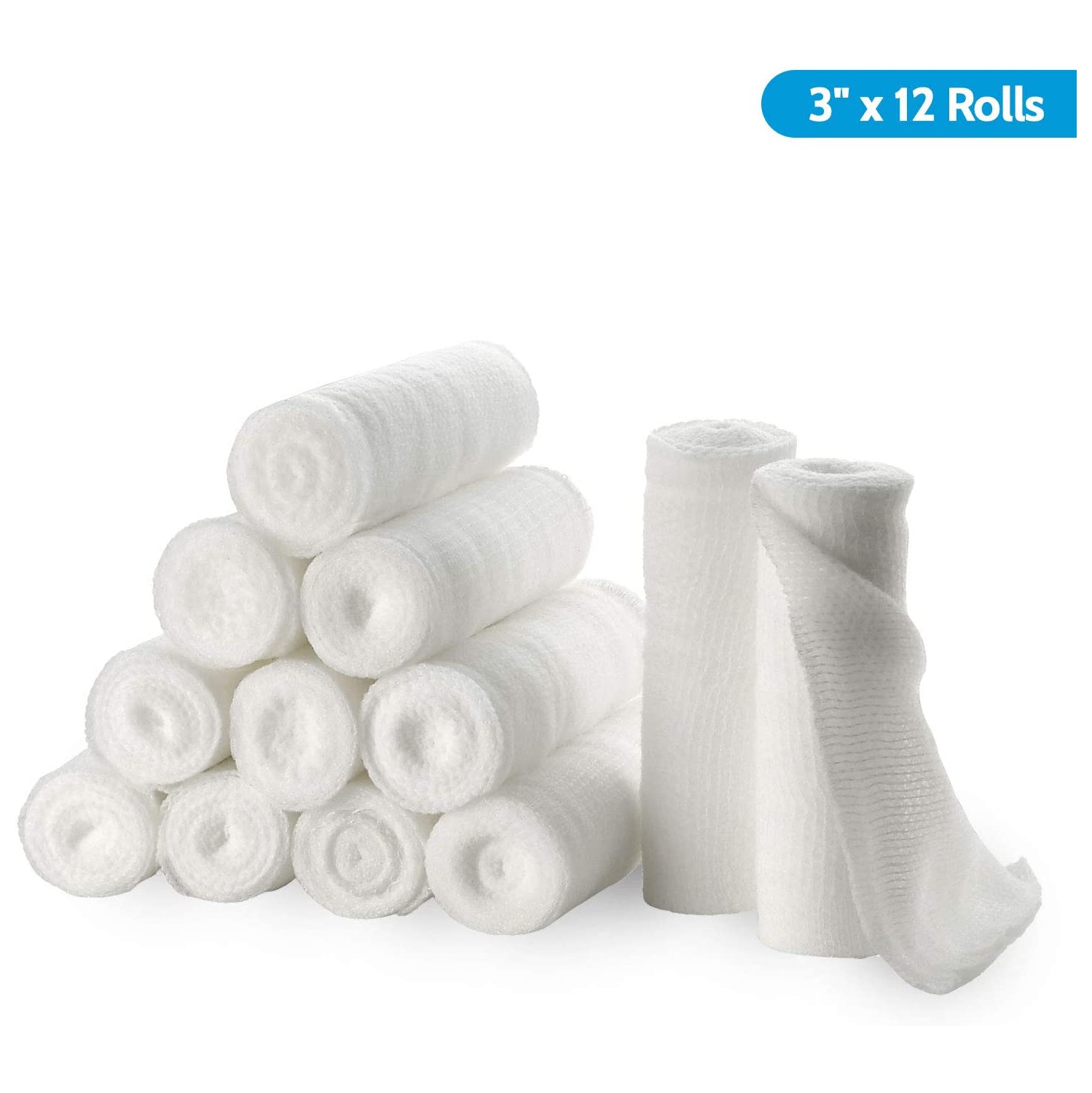 Gauze Bandage Rolls - 4 Yards Per Roll of Medical Grade Gauze Bandage and Stretch Bandage Wrapping for Dressing All Types of Wounds and First Aid Kit
