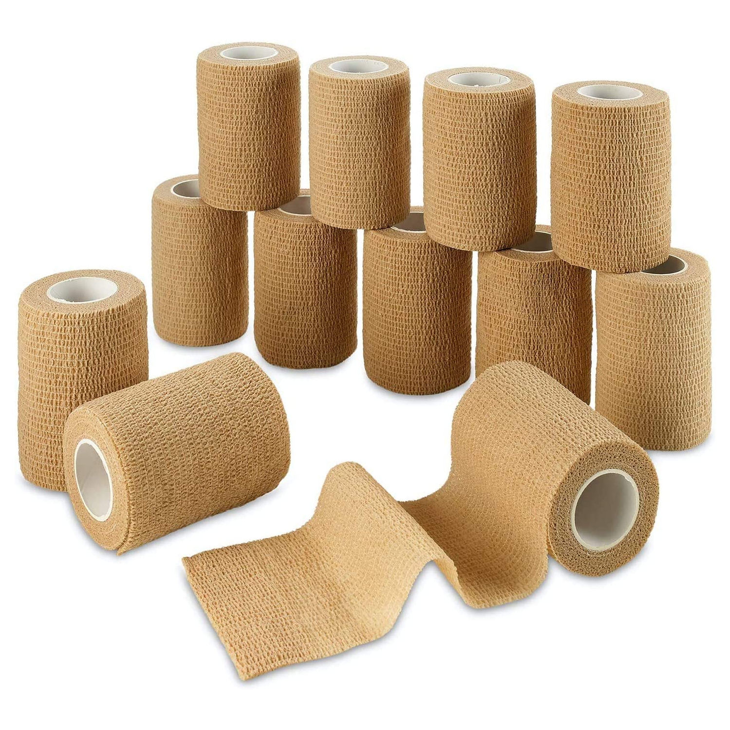 Self Adherent Wrap - Bulk Pack of 12, Athletic Tape Rolls and Sports Wraps, Self Cohesive Non-Woven Adhesive Bandage for Ankle Sprains & Swelling