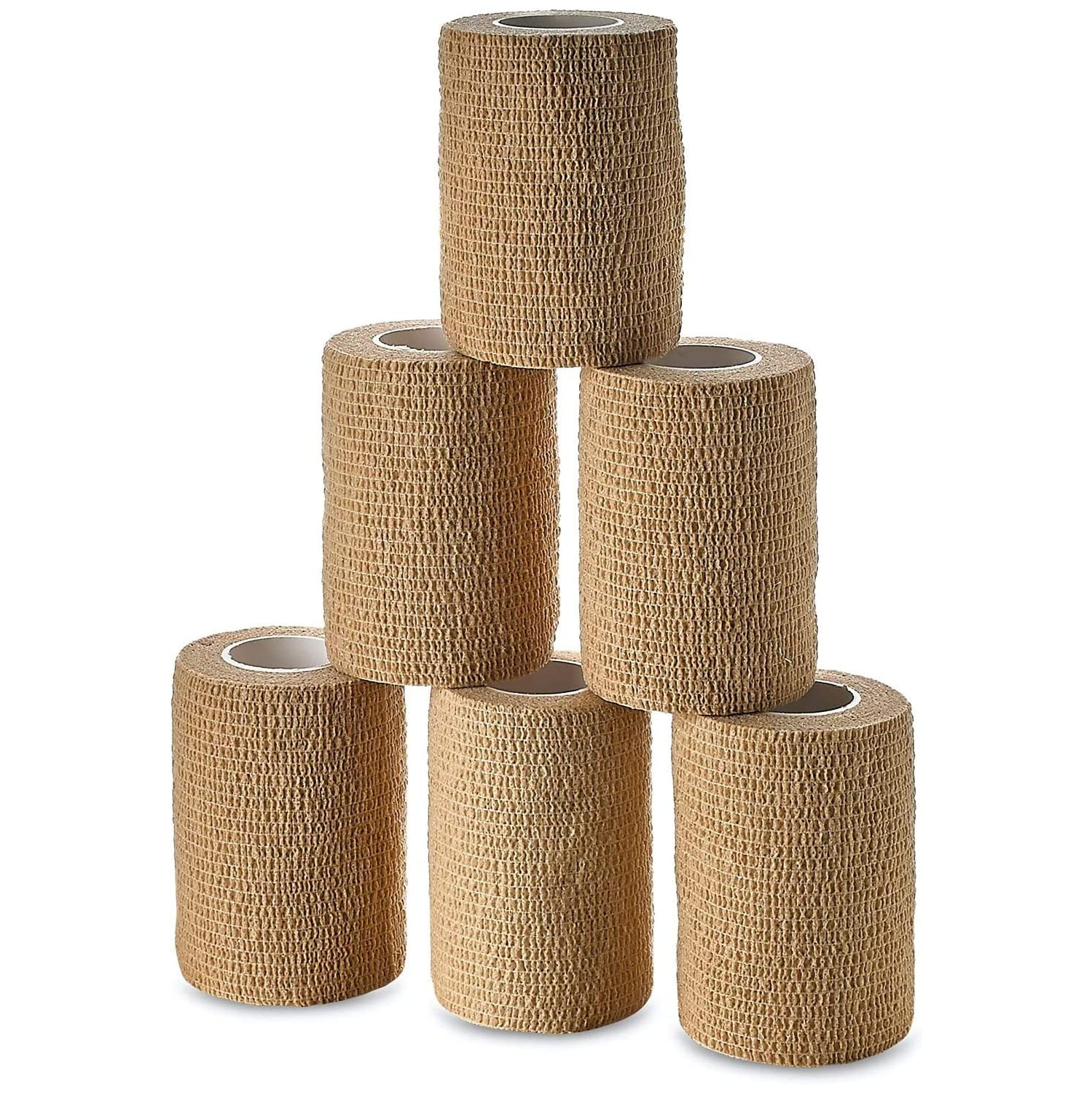 Self Adherent Wrap - Bulk Pack of 6, Athletic Tape Rolls and Sports Wraps, Self Cohesive Non-Woven Adhesive Bandage for Ankle Sprains & Swelling