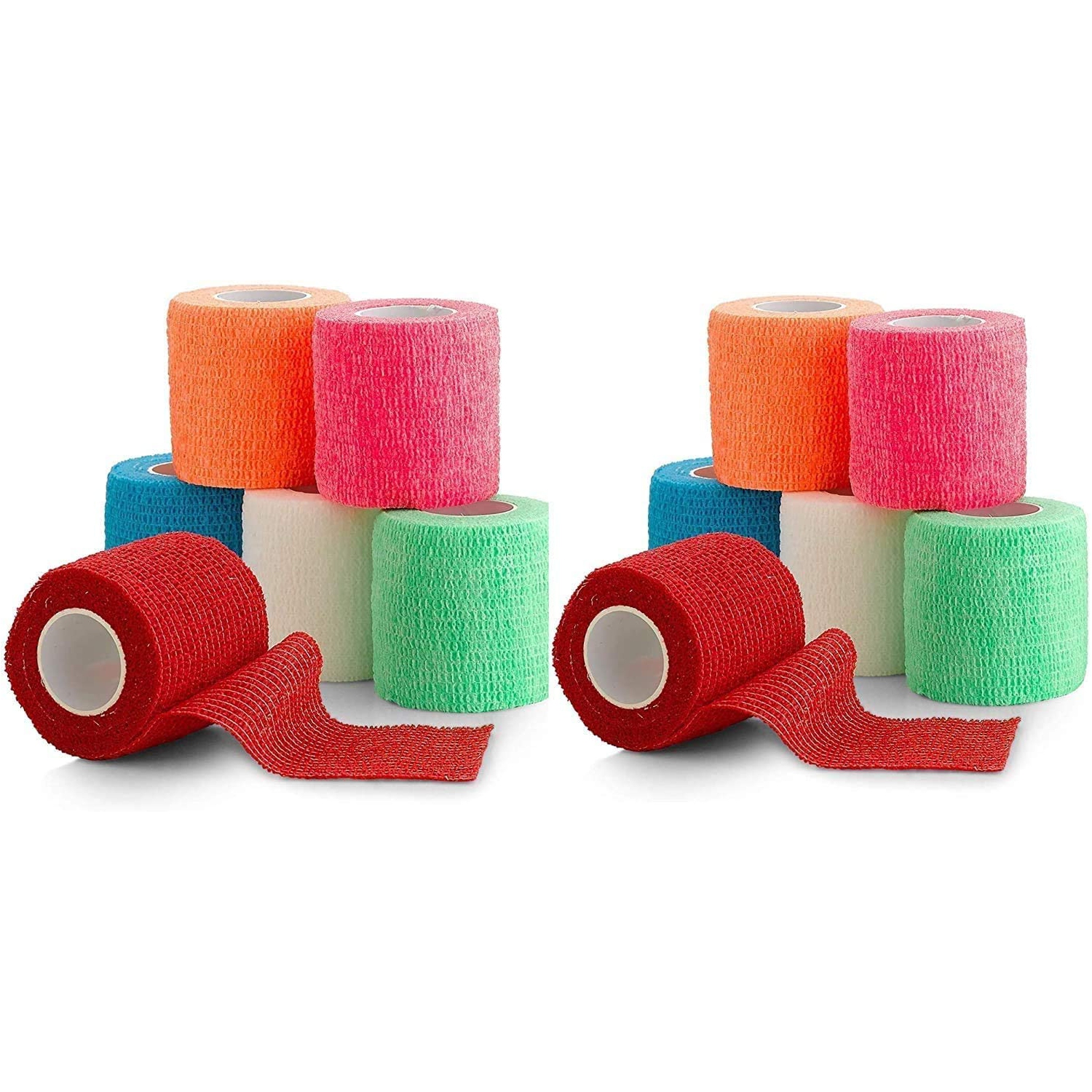 12 Pack, Self Adherent Cohesive Tape - 2” x 5 Yards, Self Adhesive Bandage Rolls and Vet Wrap, Sports Athletic Wraps for Elbow Ankle, Wrist, Knee