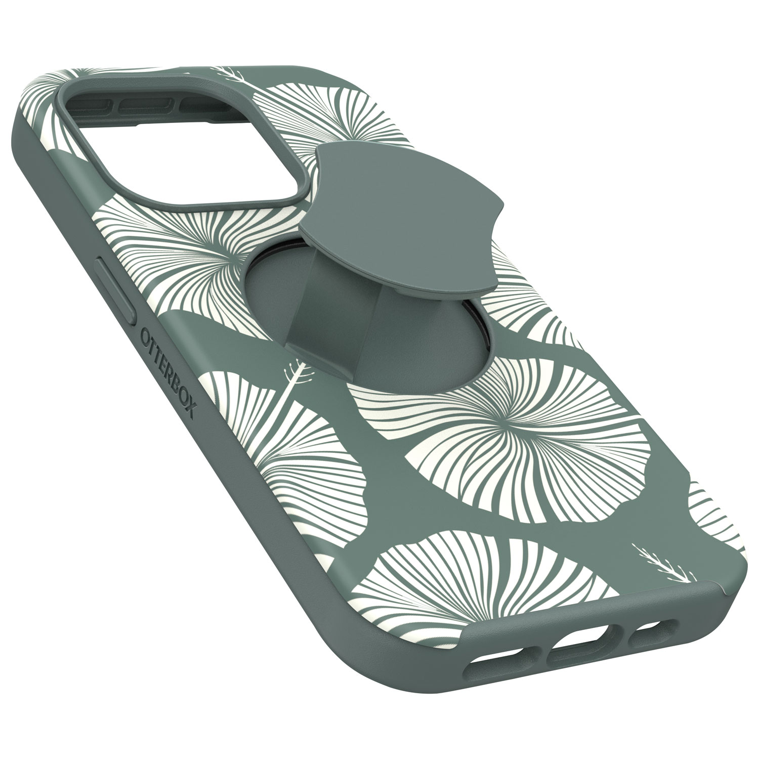 OtterBox OtterGrip Symmetry Fitted Hard Shell Case with MagSafe for iPhone 15 Pro - Green Leaf