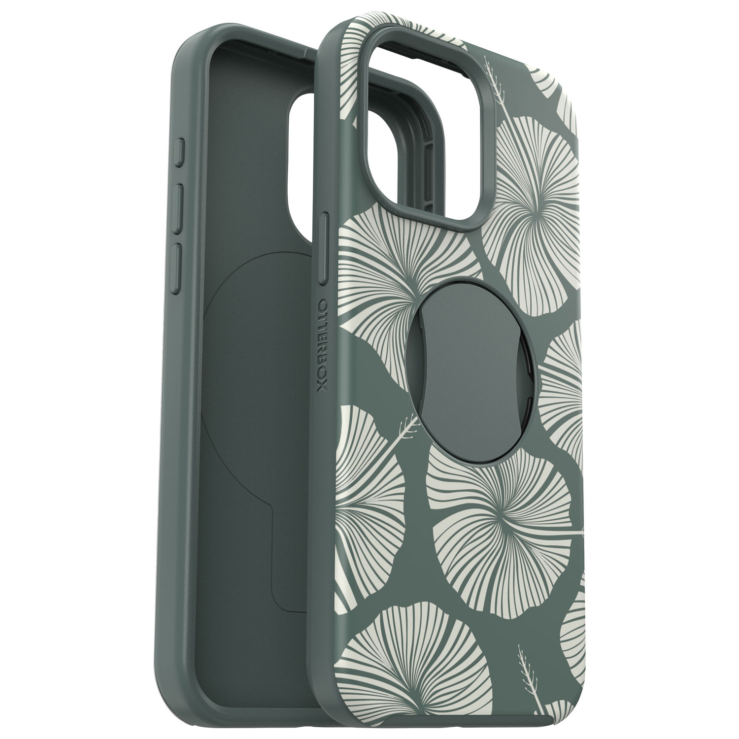 OtterBox OtterGrip Symmetry Fitted Hard Shell Case with MagSafe for iPhone 15 Pro Max - Green Leaf