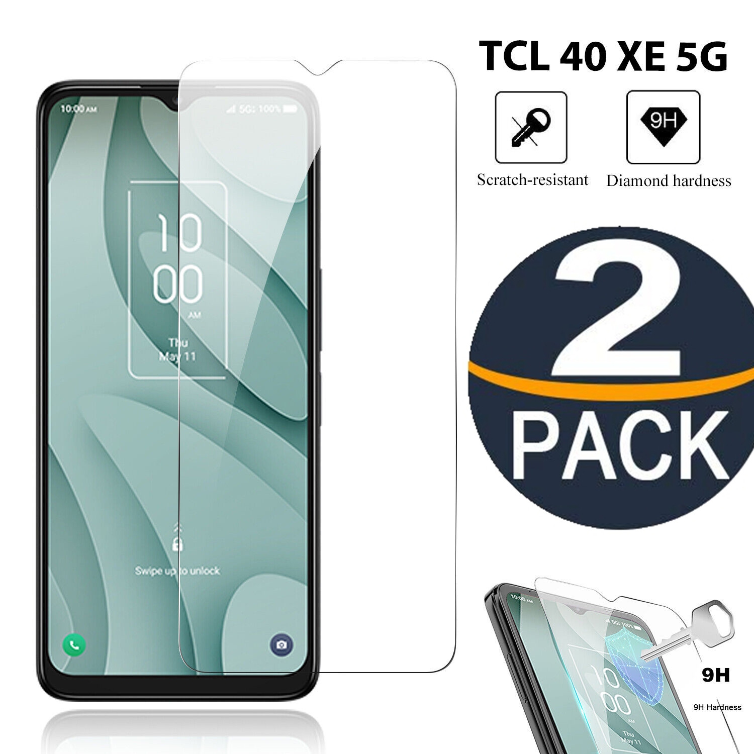 【2 Packs】 CSmart Premium Tempered Glass Screen Protector for TCL 40 XE 5G, Case Friendly & Bubble Free