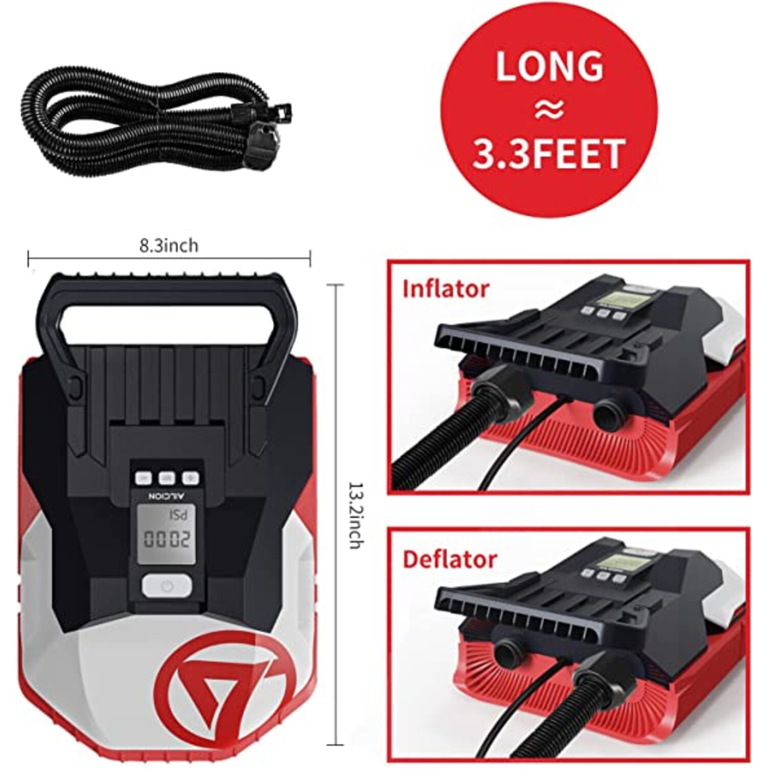 Electric Paddle Board Pump UP TO 20PSI Electric Air Pump for Inflation and Deflation W/ Auto-Off Feature, 12V DC Car W/ 5 Nozzles for Paddle Board,