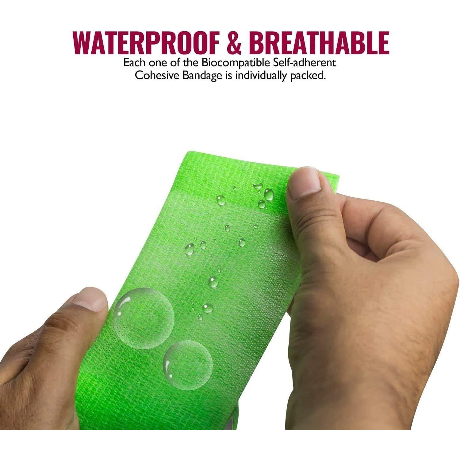 Emballage autoadhésif – Ensemble en vrac de 6, rouleaux de ruban de sport et bandes de sport, bandage adhésif non tissé autoadhésif pour entorses à