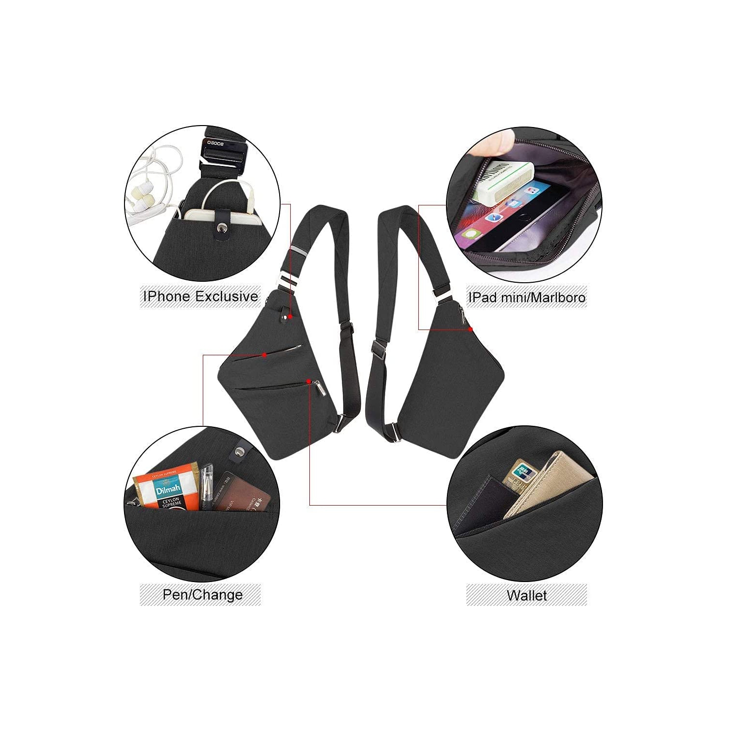 OSOCE Anti-Theft Waterproof Shoulder Backpack Sling Chest Crossbody Bag Cover Pack Rucksack Bicycle Sport