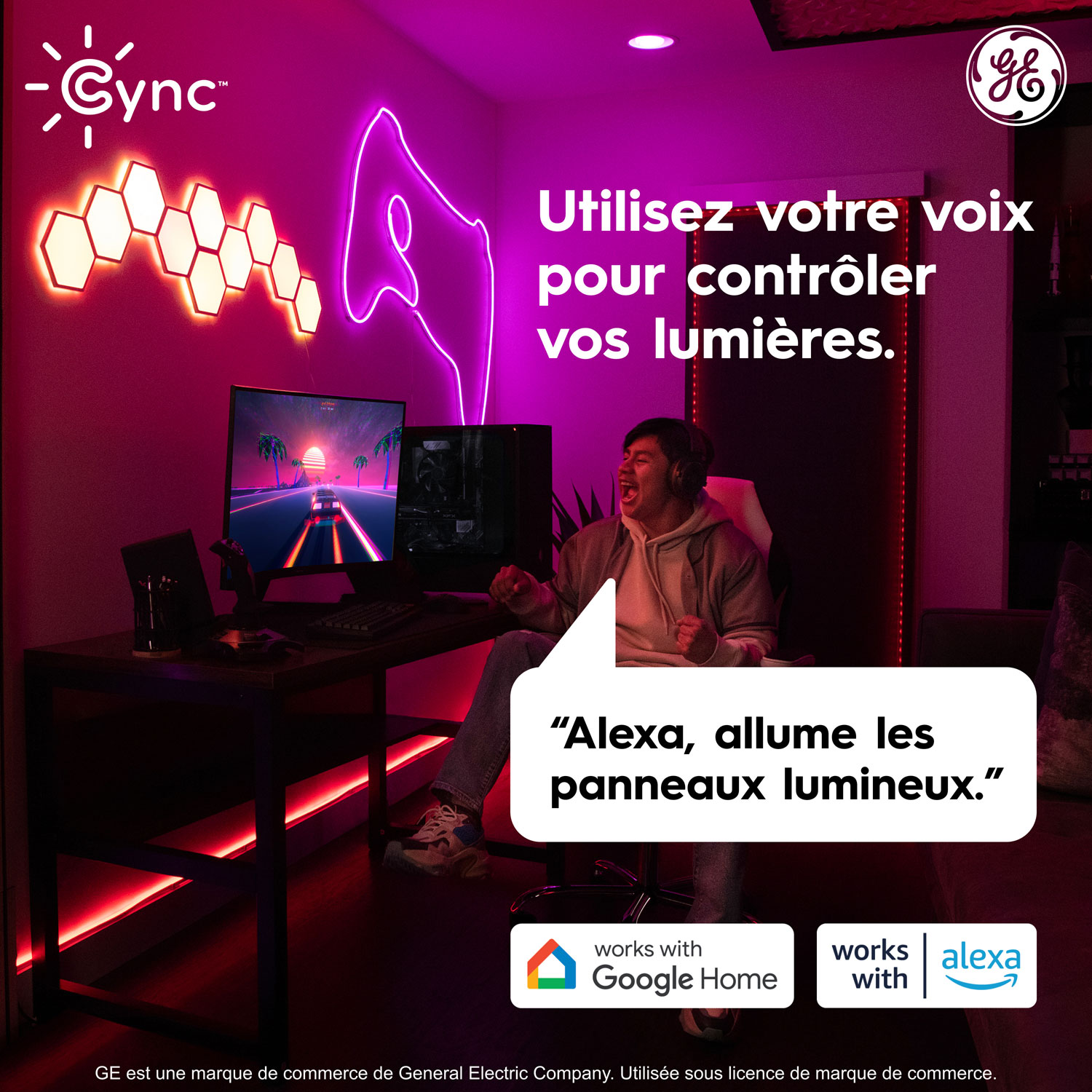 Panneaux lumineux hexagonaux à effets dynamiques Cync de GE - Trousse d'extension - 5 panneaux