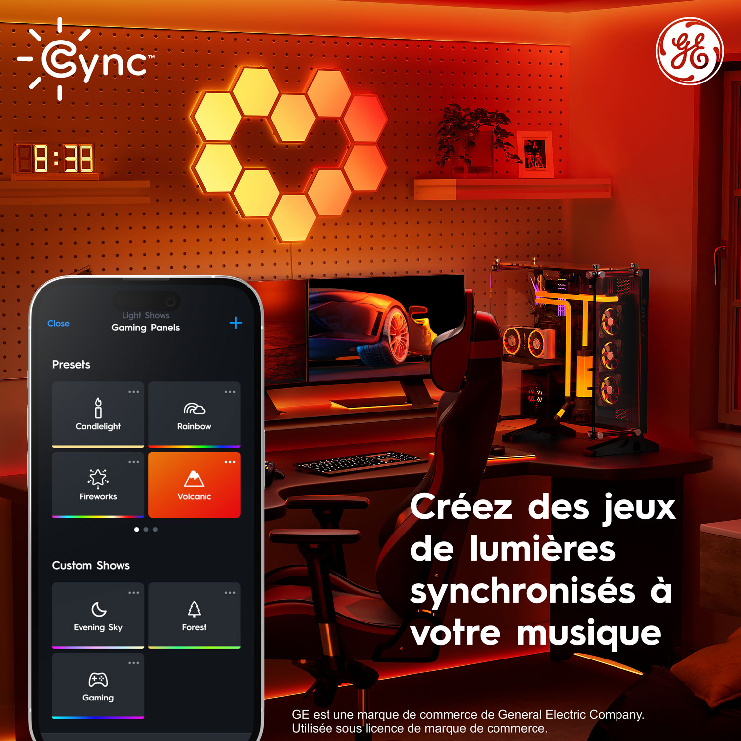 Panneaux lumineux hexagonaux à effets dynamiques Cync de GE - Trousse d'extension - 5 panneaux