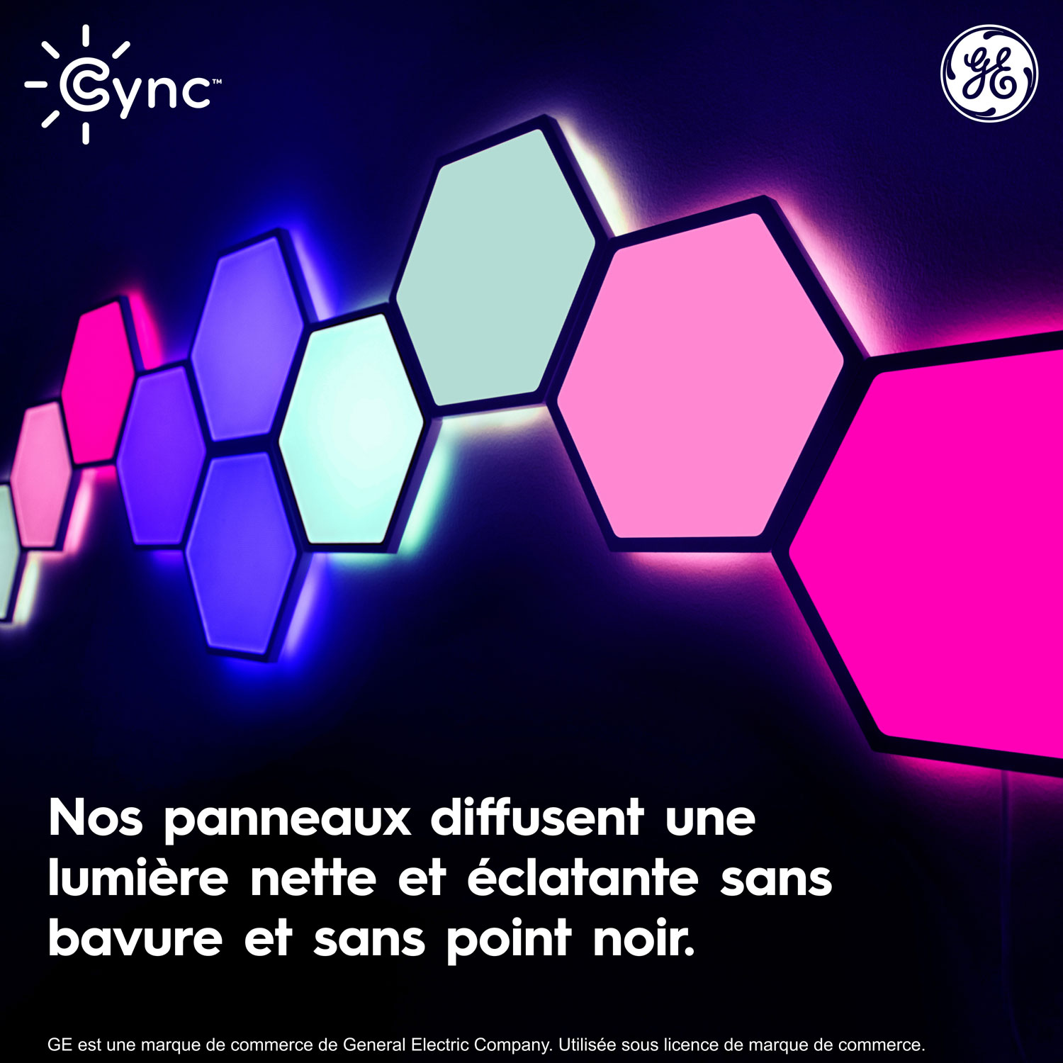 Panneaux lumineux hexagonaux à effets dynamiques Cync de GE - Trousse intelligente - 7 panneaux