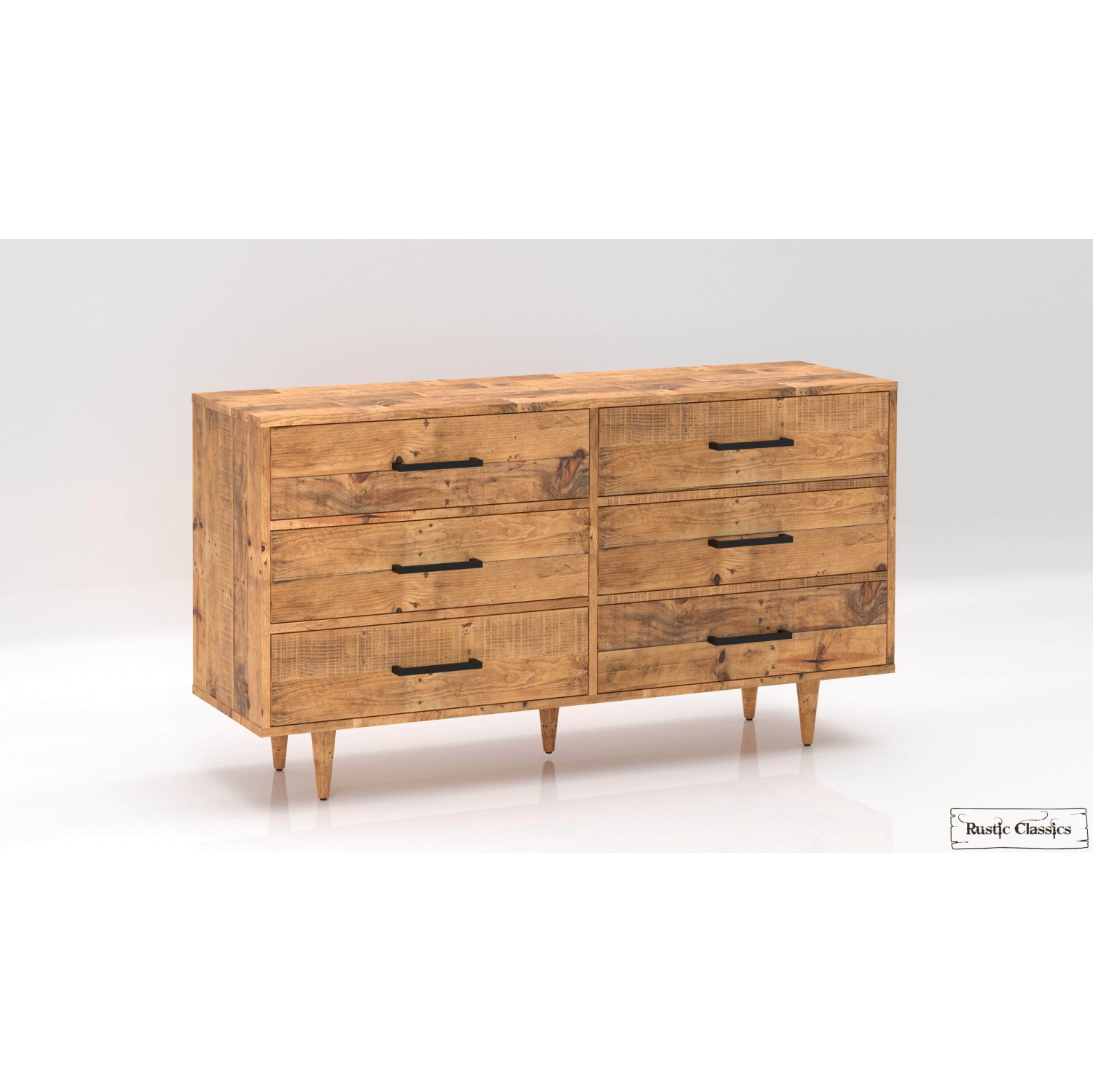 Commode rustique à 6 tiroirs en bois recyclé Cypress de Classic - épice