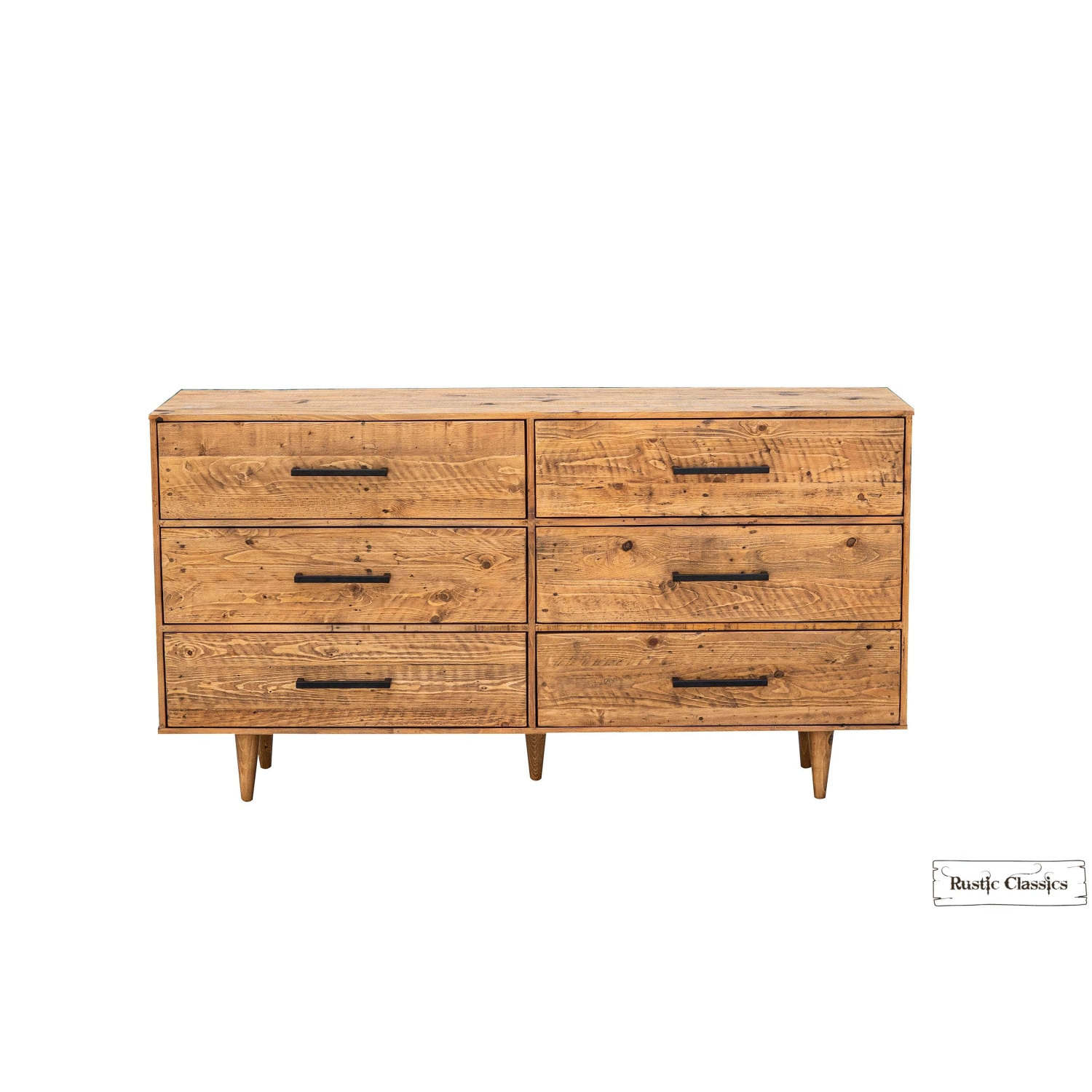 Commode rustique à 6 tiroirs en bois recyclé Cypress de Classic - épice