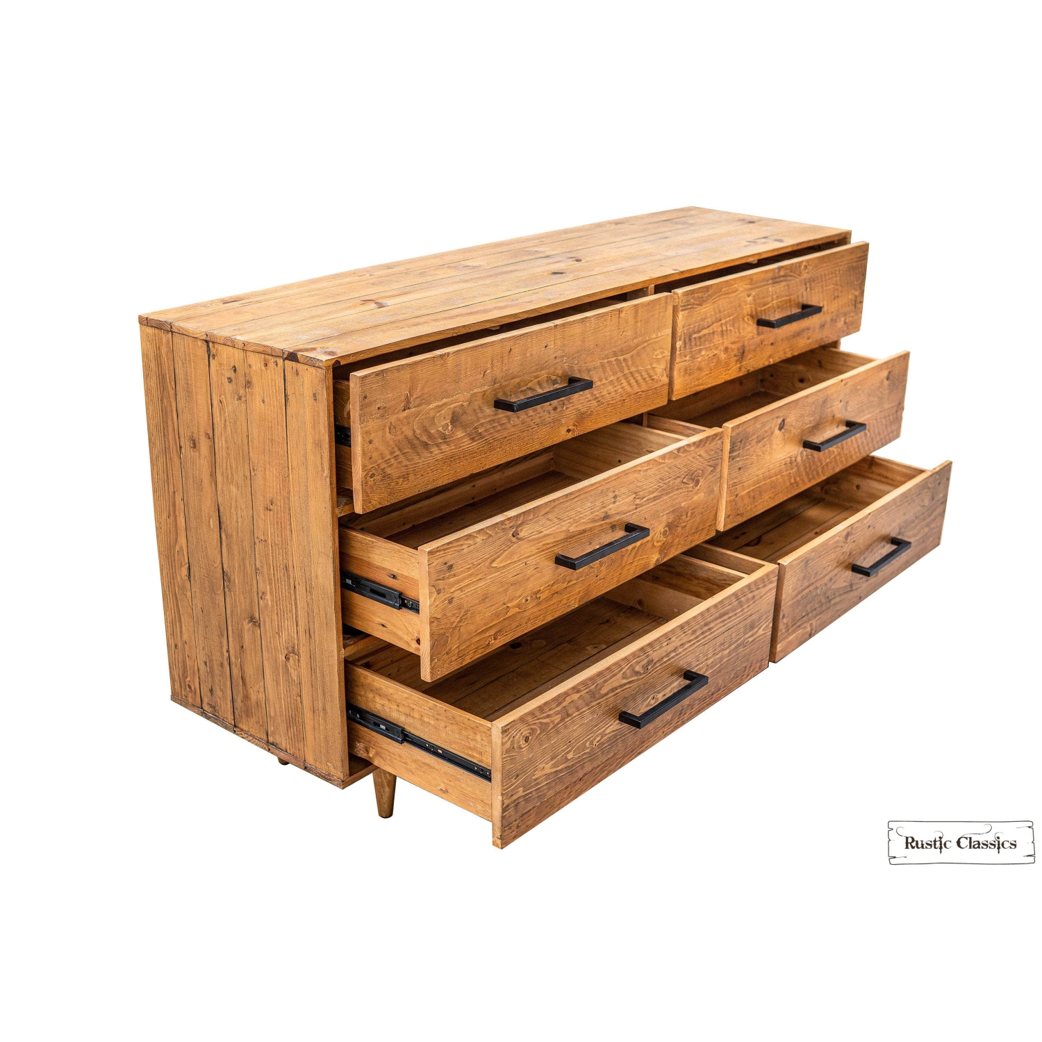 Commode rustique à 6 tiroirs en bois recyclé Cypress de Classic - épice