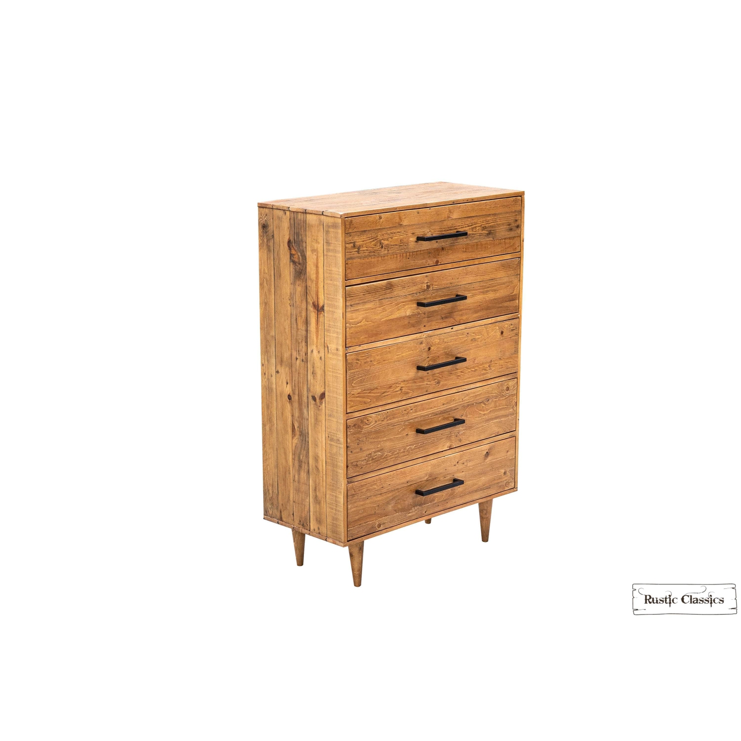 Commode rustique à 5 tiroirs en bois recyclé Cypress de Classic - épice