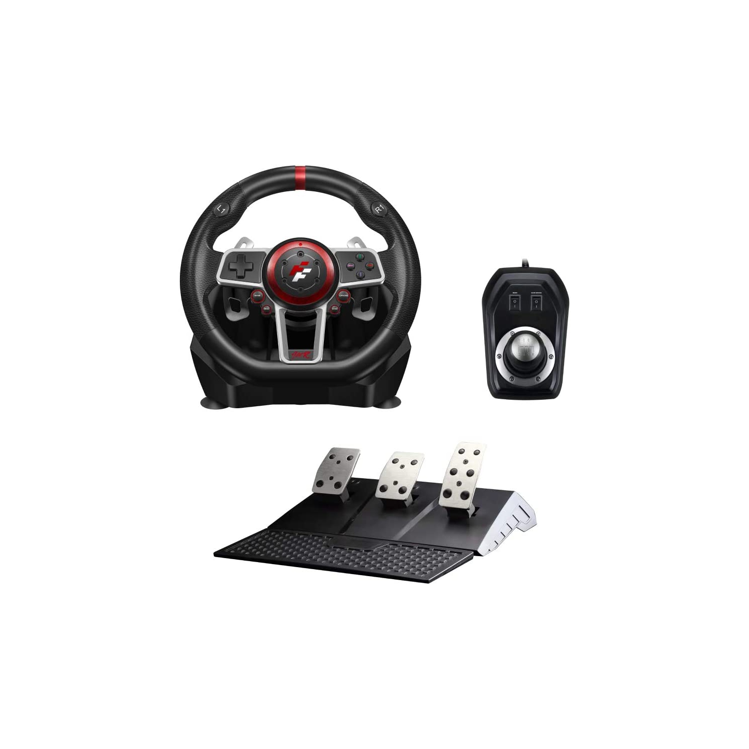 Refurbished (Excellent) - Flashfire Suzuka 900R racing wheel set with Clutch pedals and H-shifter for PC, PS3, PS4, Xbox 360, XBOX ONE and Nintendo Switch