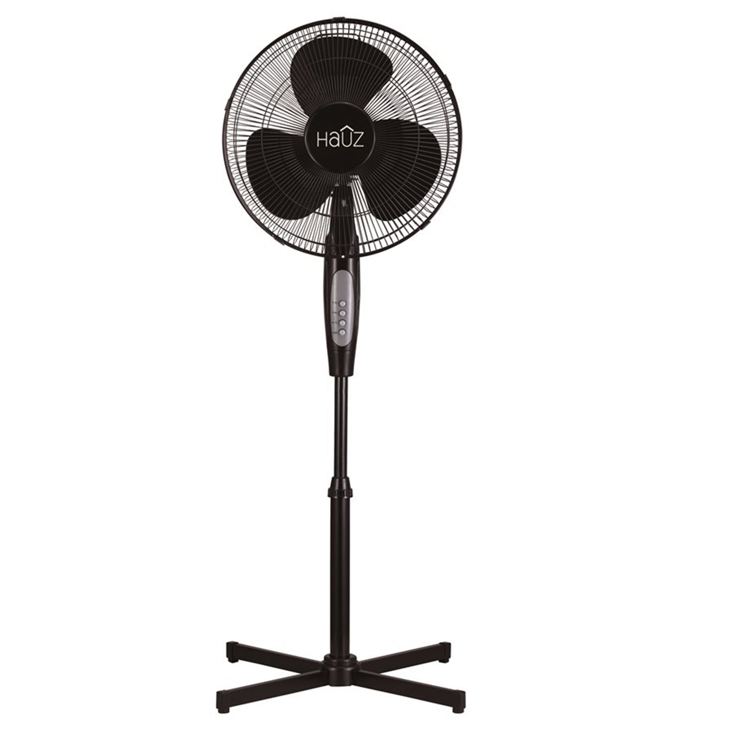 Hauz - Oscillating Pedestal Fan, 16" Diameter, 3 Speeds, Black