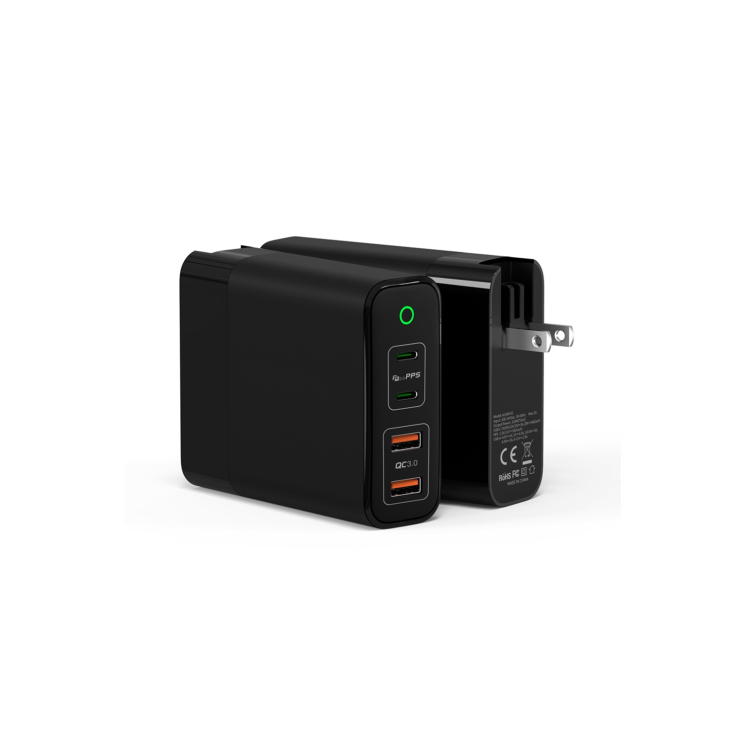 BATTPIT 150W USB C GAN Charger.-Max 100W Output, GaN Pro PD PPS QC22.5W Super Fast Charging Station 4 Ports - 2 USB-C + 2 USB Ports Laptop Power