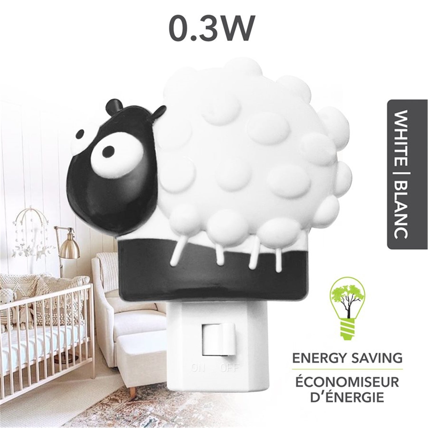 RCA - veilleuse à DEL en forme de mouton pour enfants, blanc