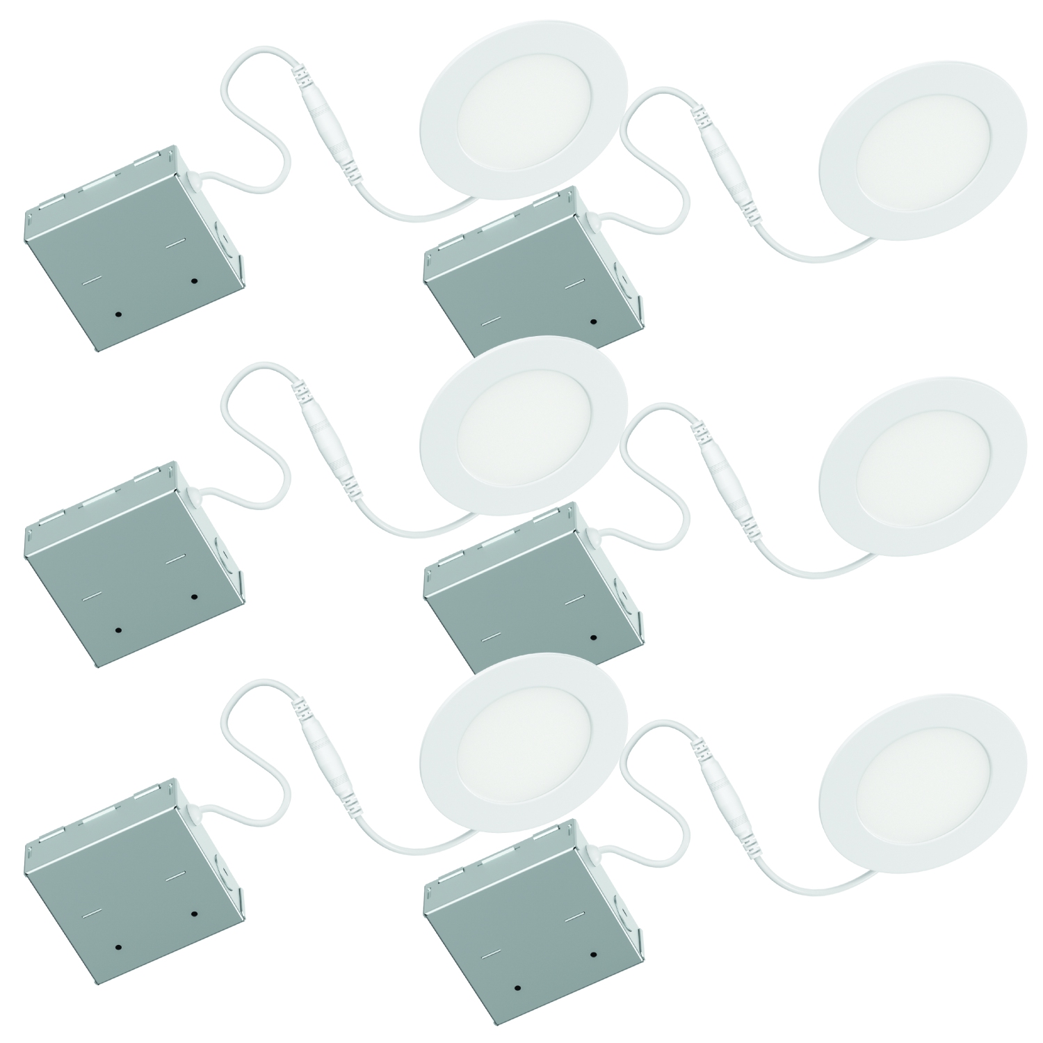 BAZZ 6 Pack 4-Inch LED White Select Recessed Light Fixtures, DISK5CCT4W6