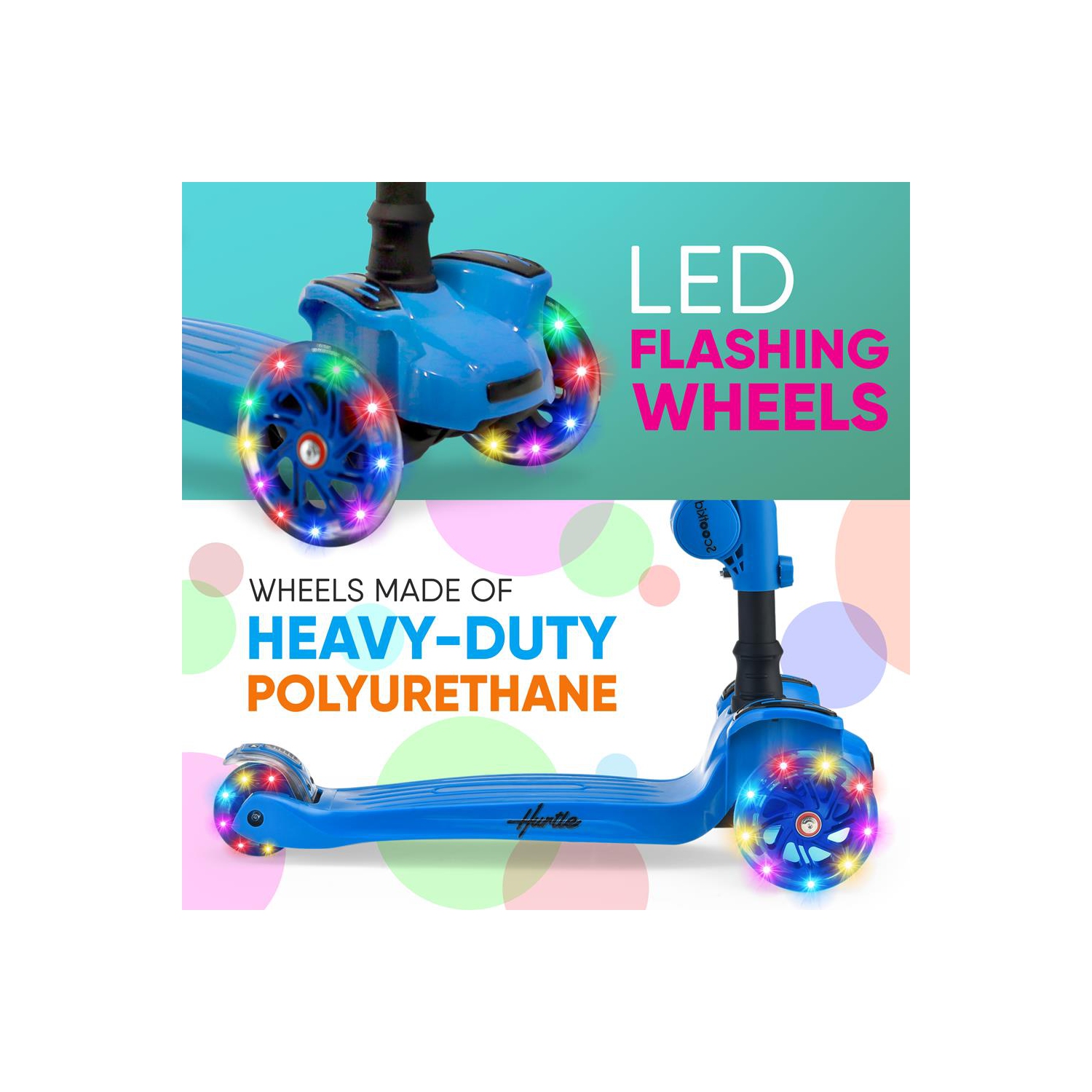 Hurtle 3 Wheeled Scooter for Kids - 2-in-1 Sit/Stand Child Toddlers Toy Kick Scooters W/Flip-Out Seat