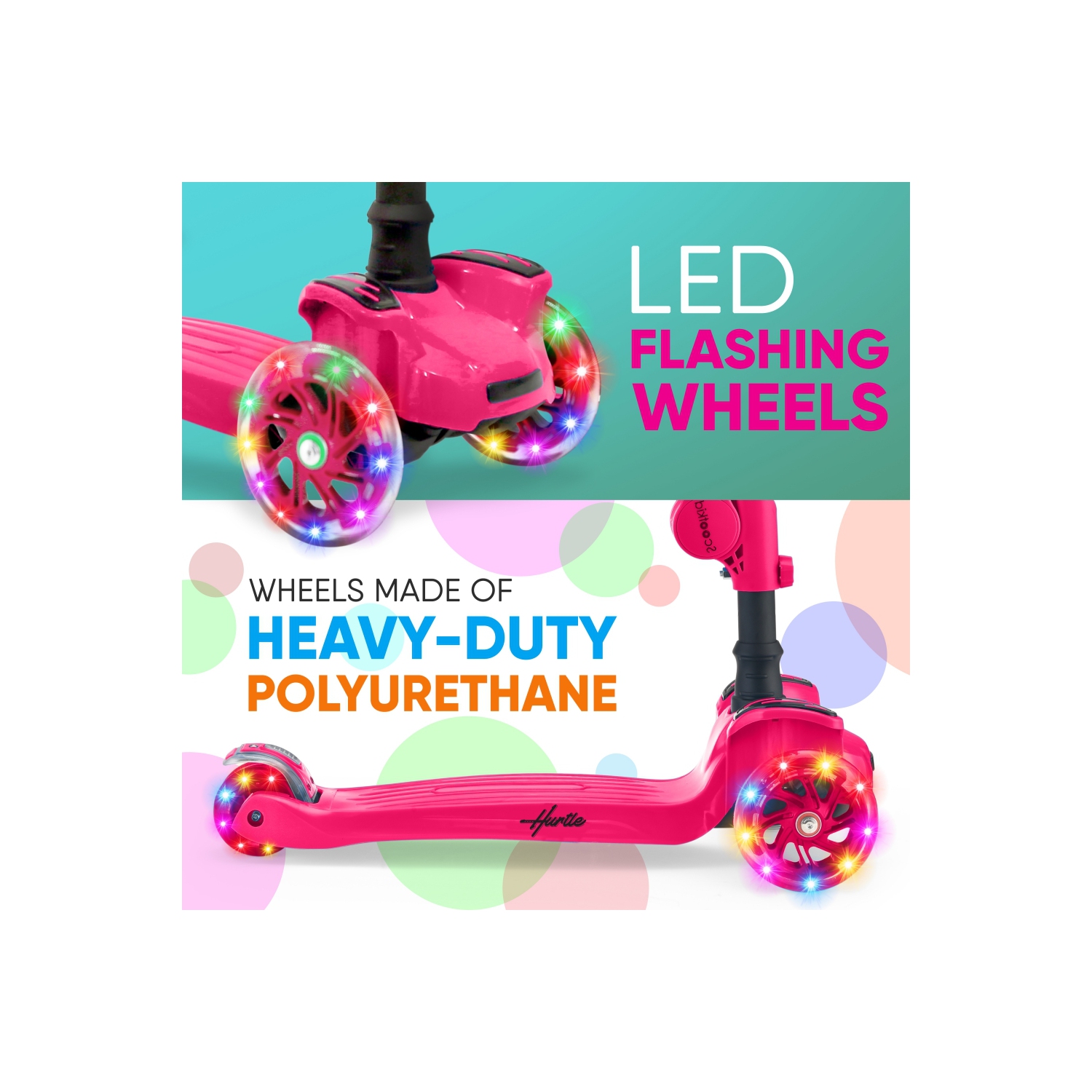 Trottinette à roulettes pour enfants Hurtle 3 - tout-petits assis/debout 2-en-1 - trottinettes avec siège rabattable