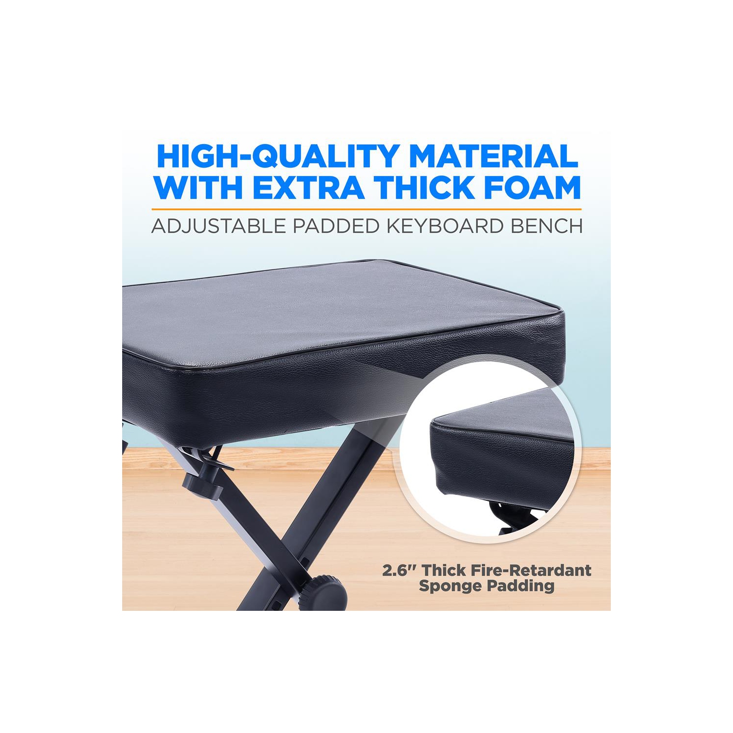 Pyle – Banc rembourré réglable en X avec trois trous sur chaque jambe, 4 pieds en caoutchouc antidérapants, conçus pour les utilisateurs et les