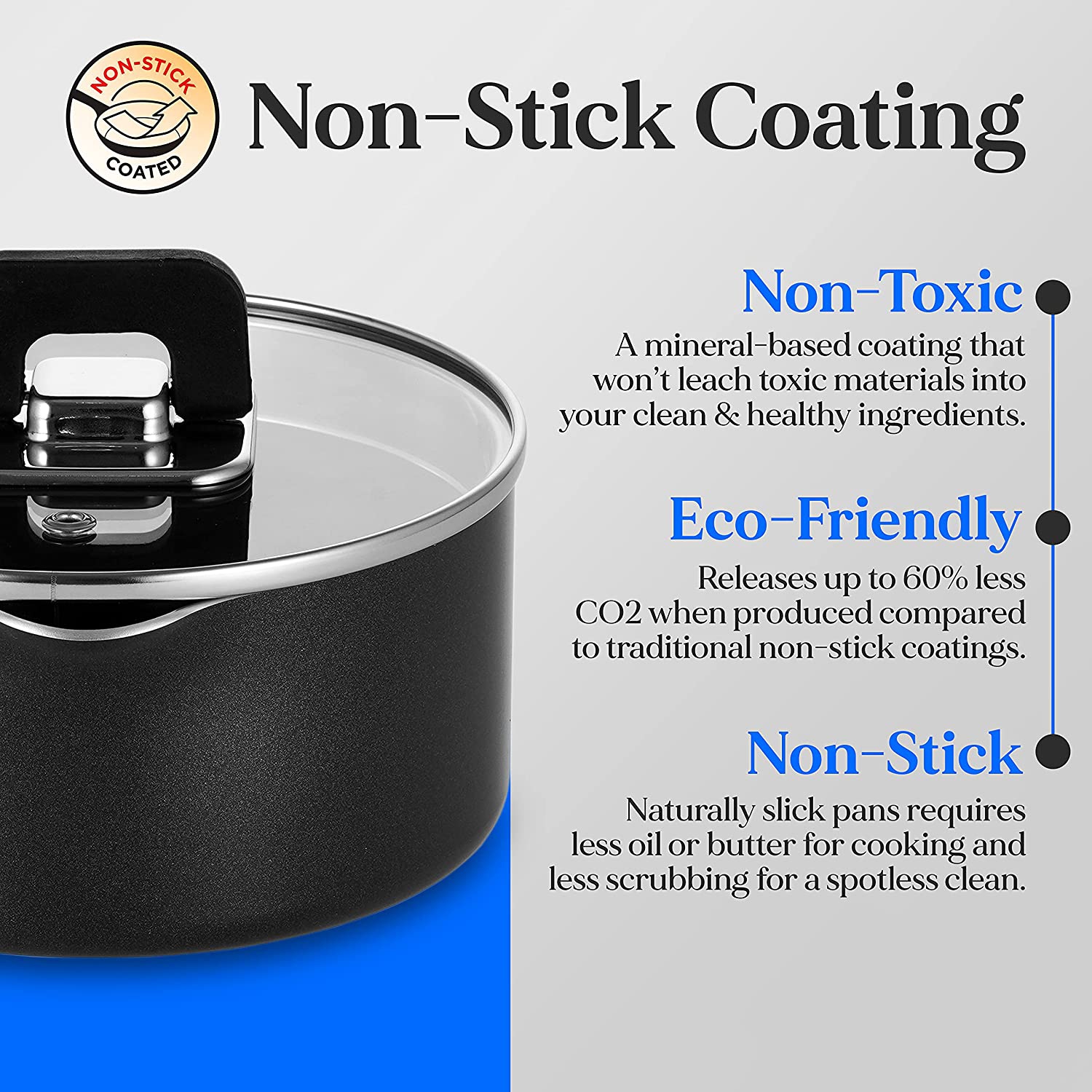 Nutrichef Kitchenware Cookware, Non-Stick Pans and Pots with Foldable Knob, Space Saving, Stackable, Nylon Tools, Induction Base, Black, One Size