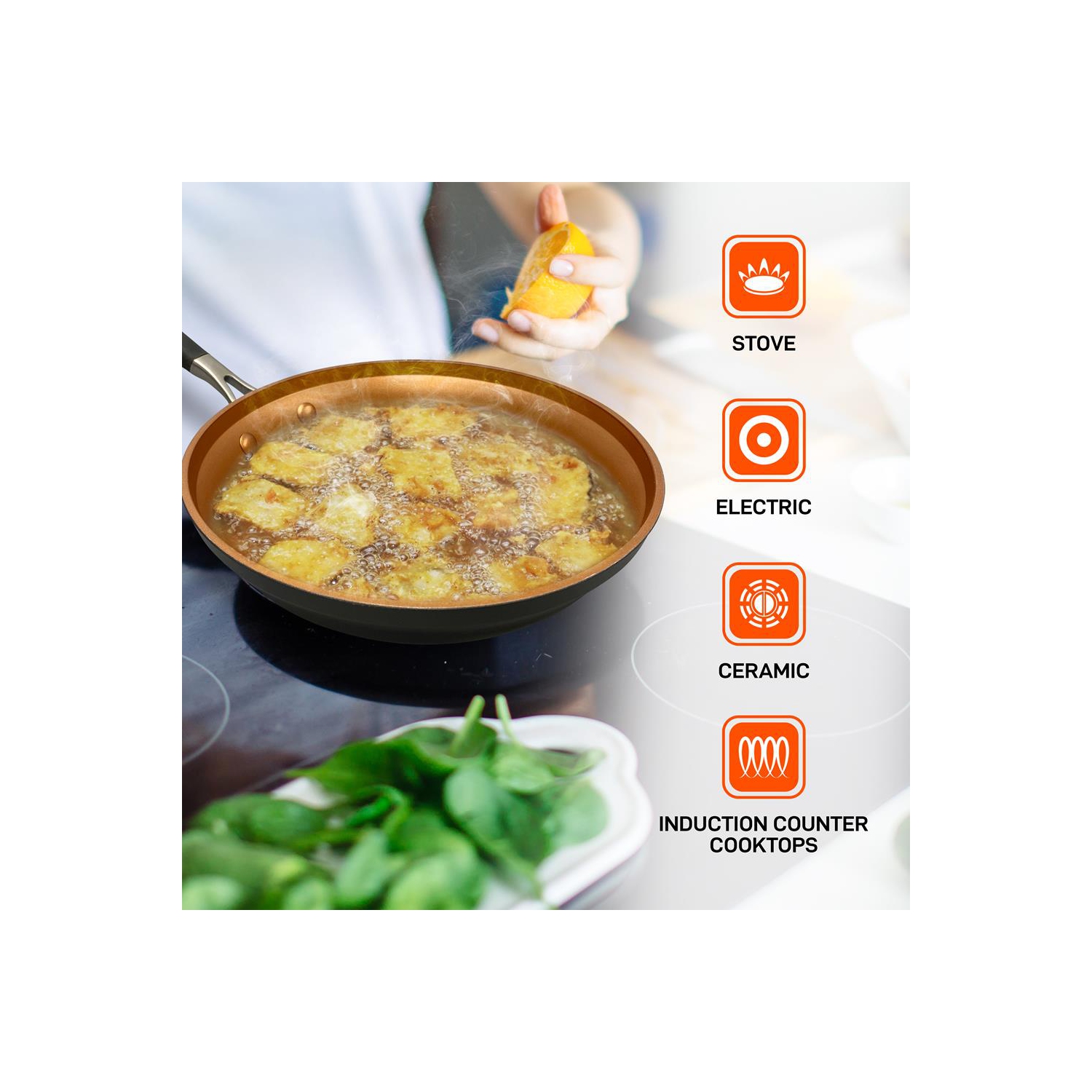 14-Piece Nonstick Kitchen Cookware Set - PFOA/PFOS-Free Heat Resistant Lacquer Kitchen Ware Pots Pan Set Copper/Hard-Anodized - Saucepot Pans Cooking