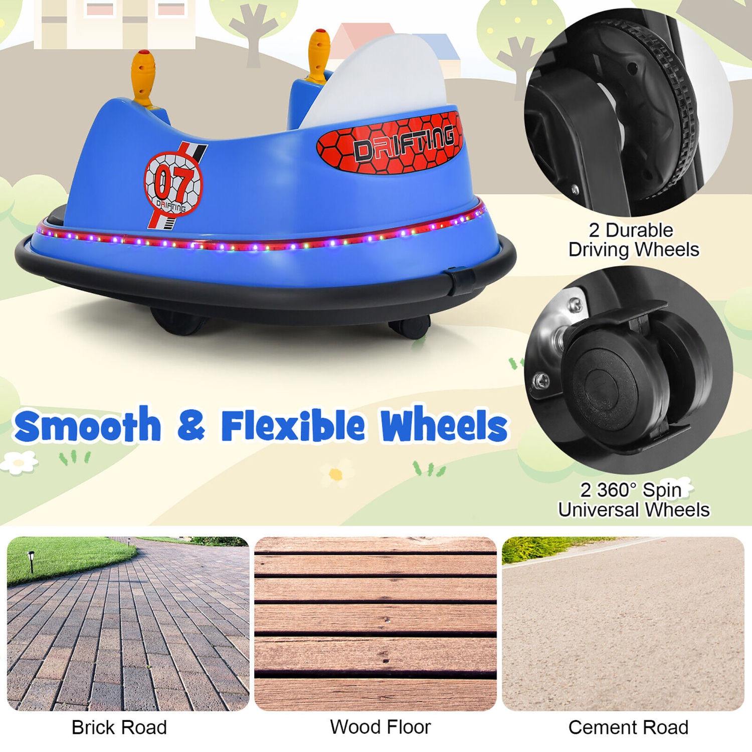 Gymax 12V Vehicle 360° Spin Race Toy Kids Ride On Bumper Car w/ Remote Control