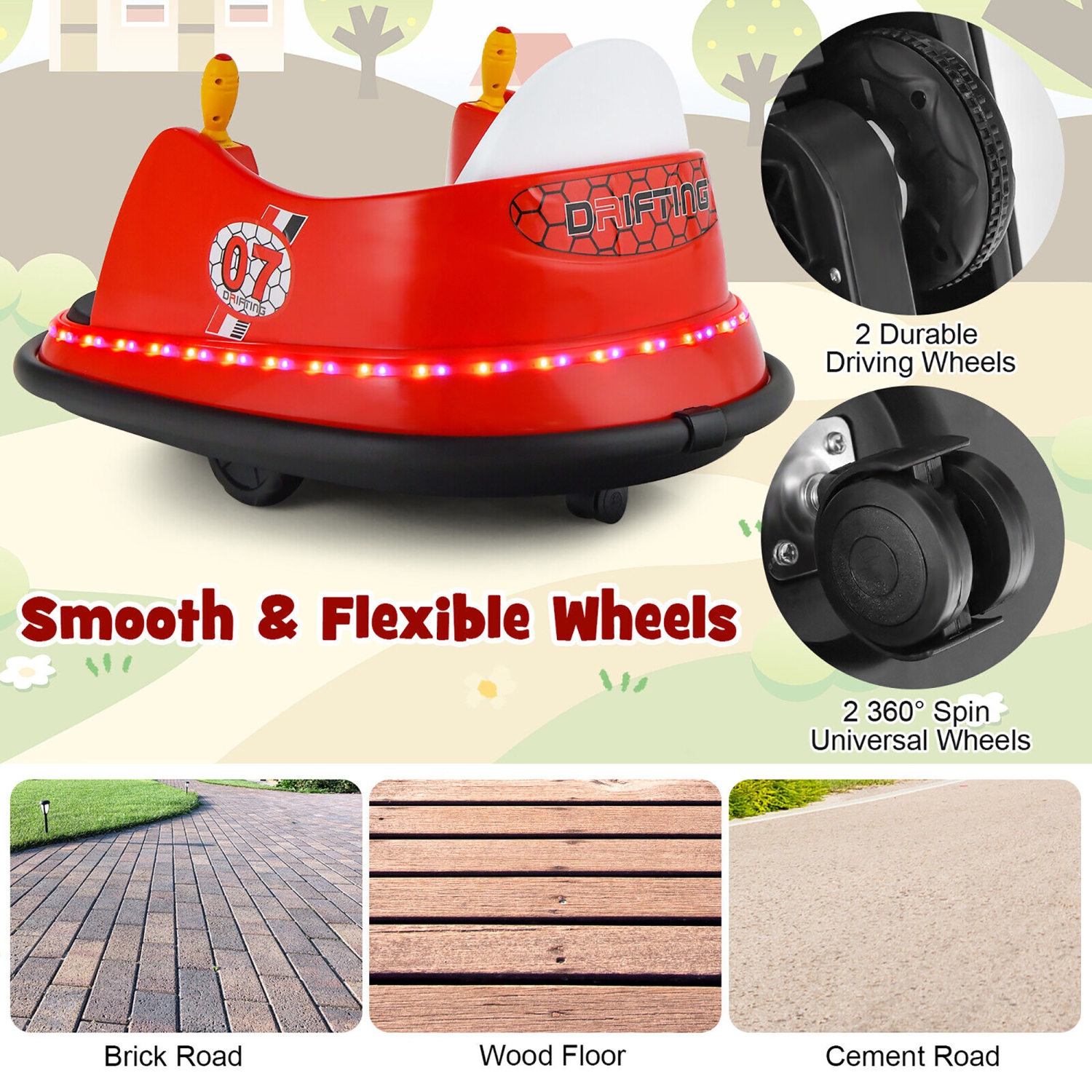 Gymax 12V Vehicle 360° Spin Race Toy Kids Ride On Bumper Car w/ Remote Control