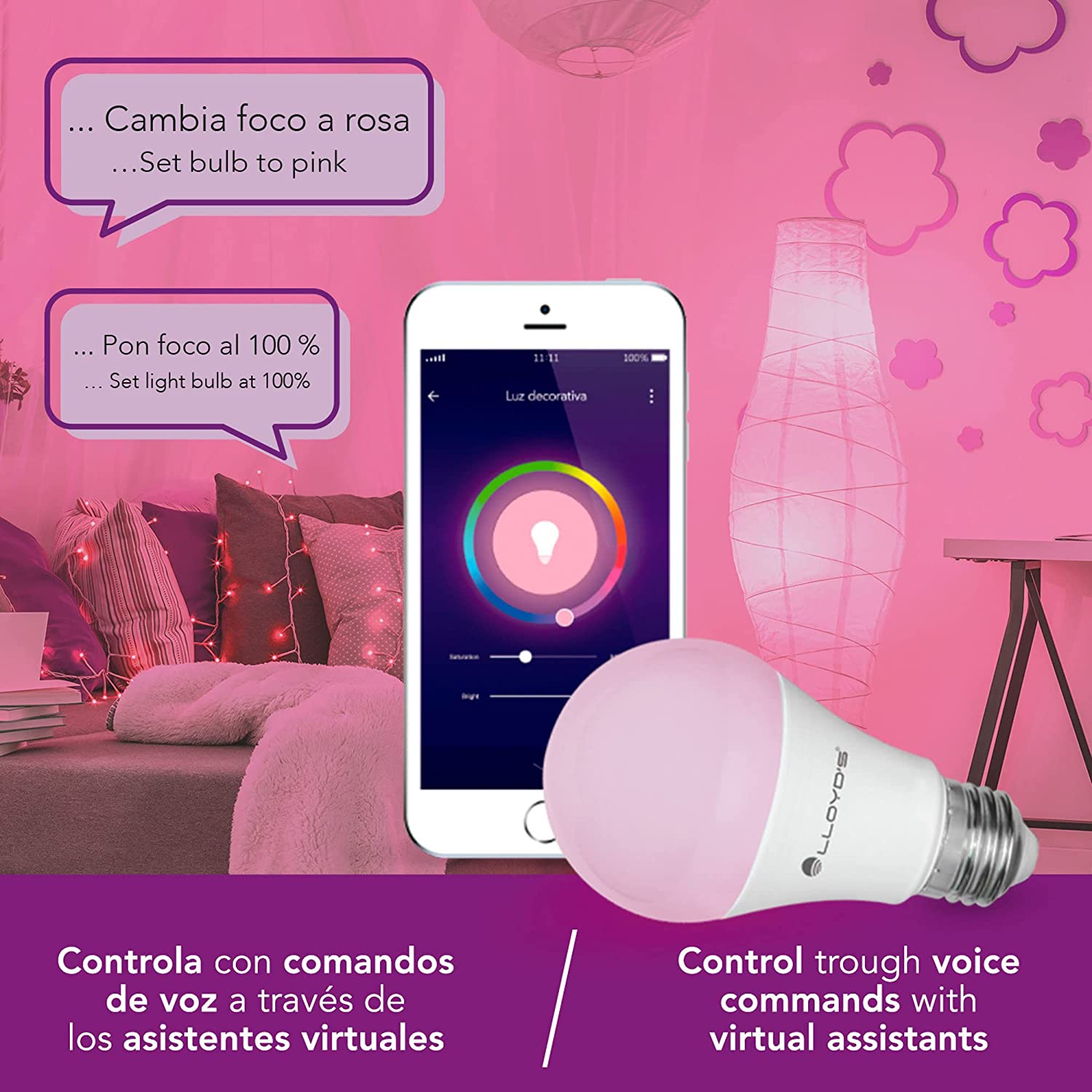 Lloyd's, WiFi Smart E26 Bulb, Multicolor, Pack of two