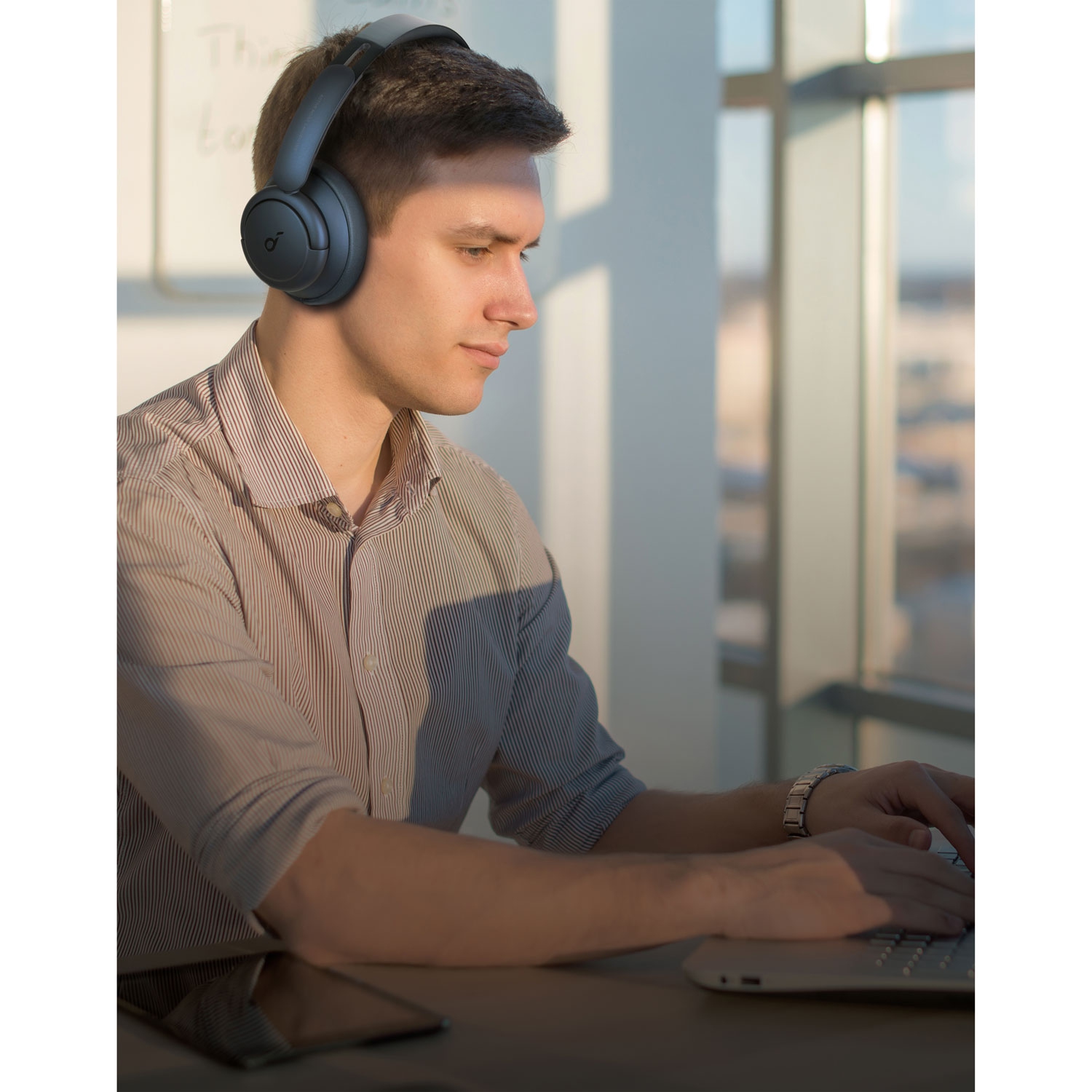 Remis à neuf - Casque d'écoute Bluetooth à suppression du bruit Life Tune Pro Soundcore d'Anker (Bleu)