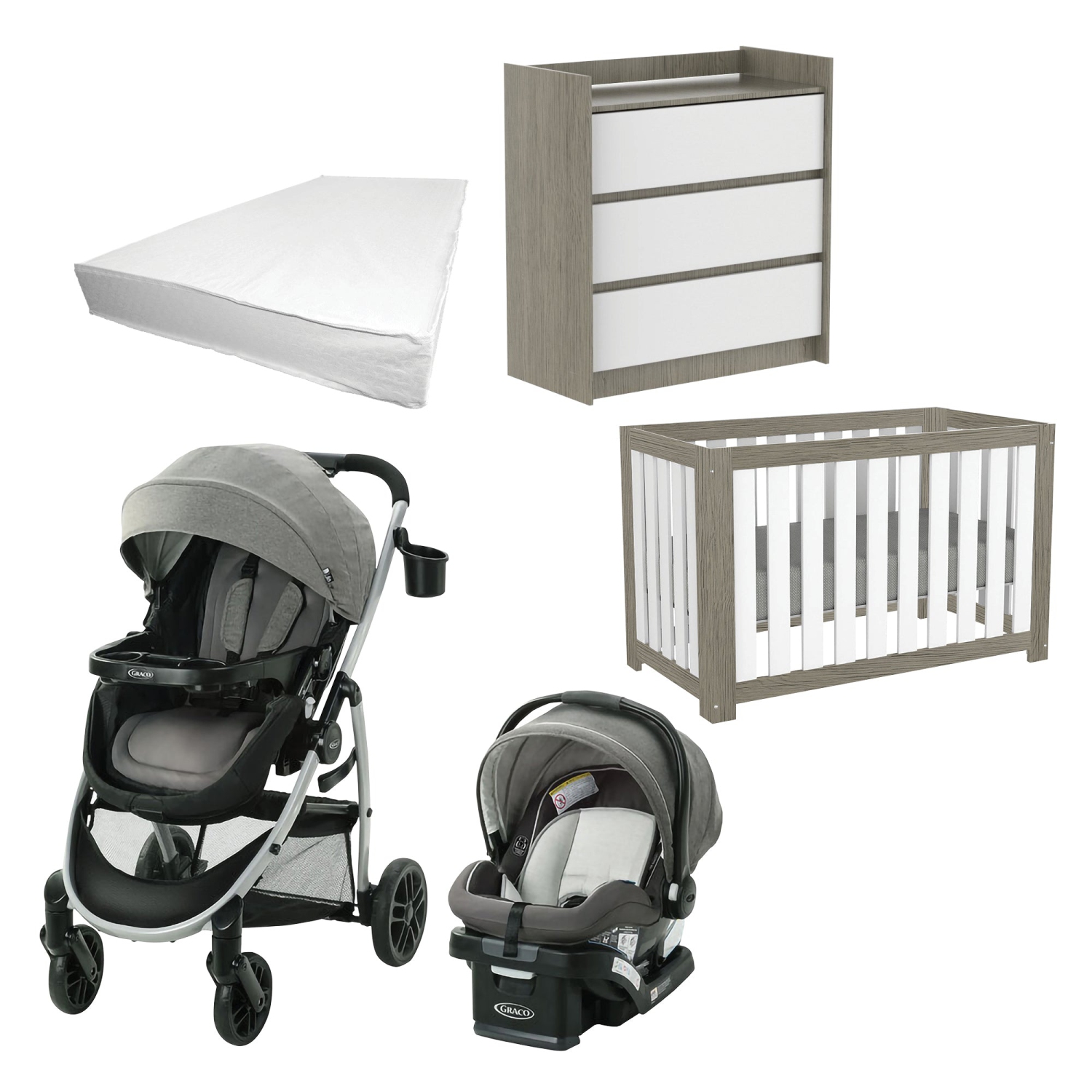 Nursery bundles graco modes travel system | boobeyeh baby crib | boobeyeh changing table | baby mattress
