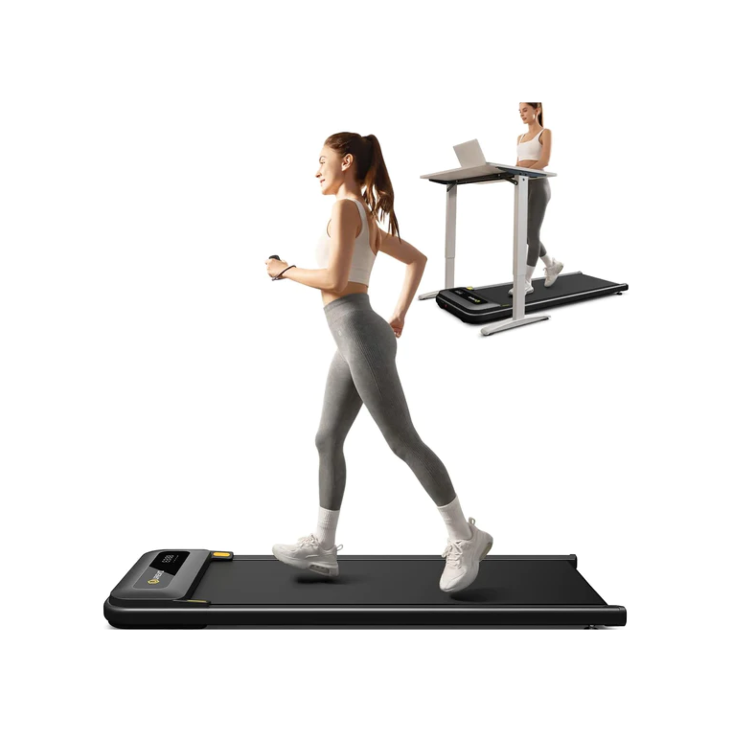 Urevo U1 Under Desk Walking Treadmill | 2-in-1 Slim & Portable Treadmill |Office and Home Treadmills| 2.25HP Walking pad | Bluetooth remote and LED display