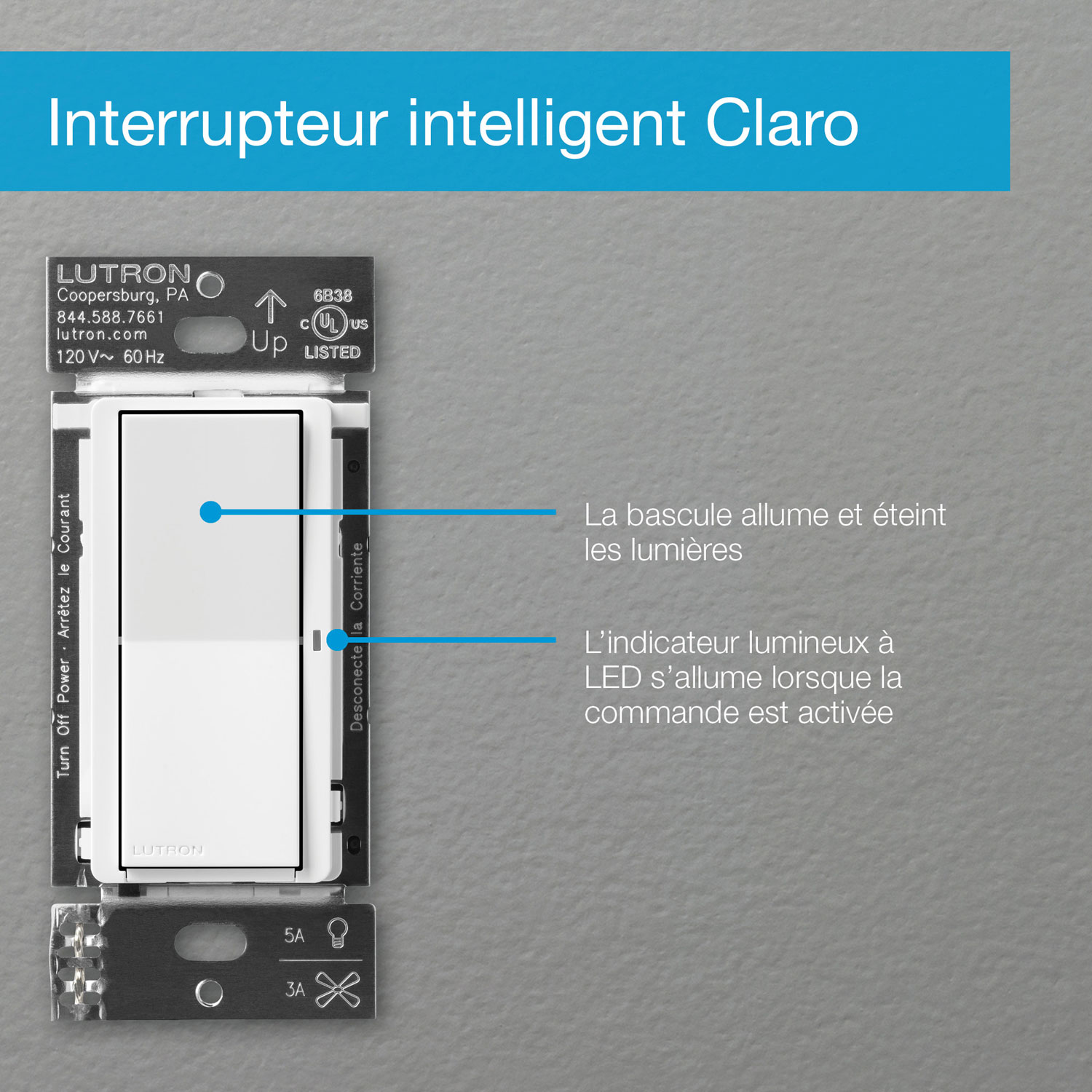 Lutron Claro Smart Switch for Caseta Smart Lighting