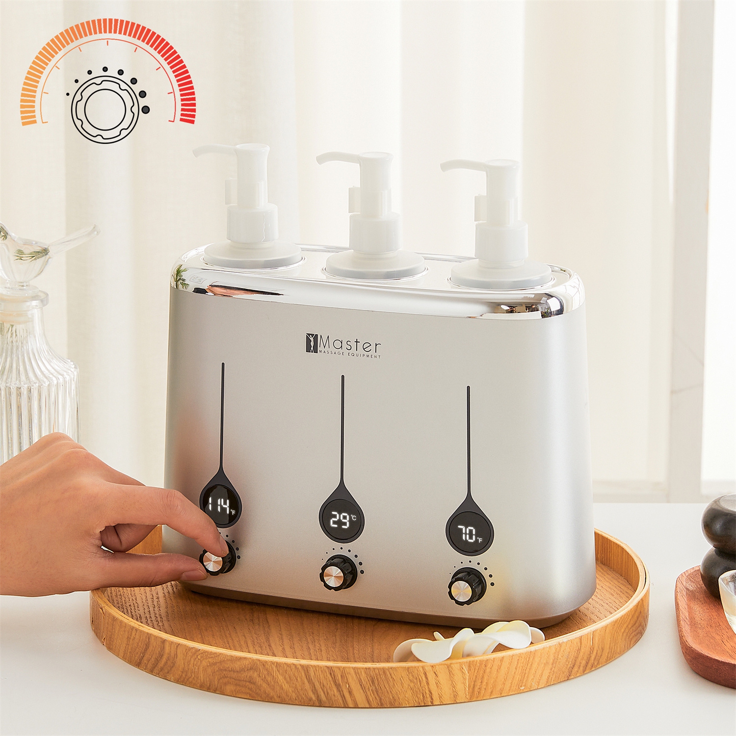 Master Massage Gen-II 3-Bottle Oil Warmer for Massage Therapy & Personal Use- Quick Oil & Lotion Warmer Heats up to 140°F- Sleek, Modern Design