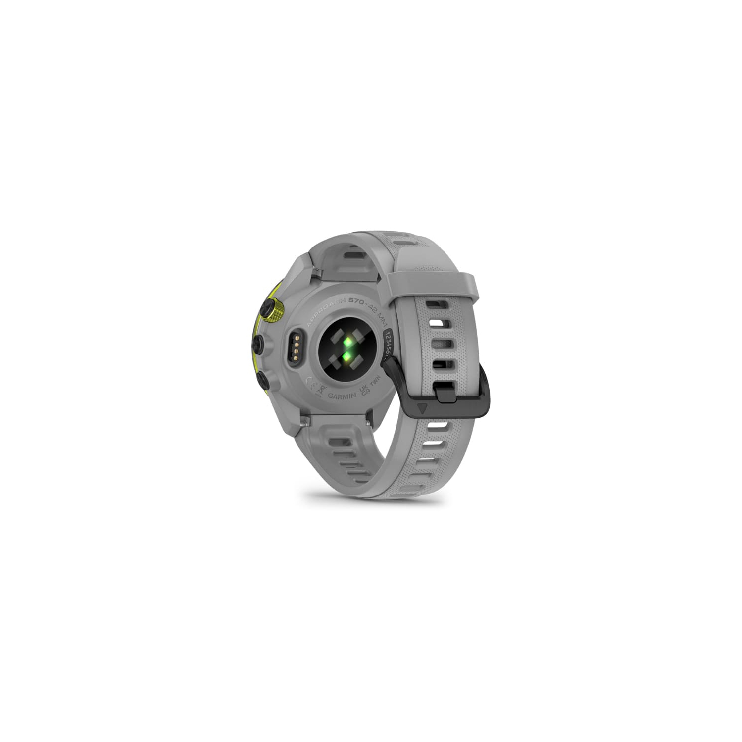 Lunette en céramique noire Approach S70 de Garmin avec bracelet en silicone gris poudre - taille de boîtier 42&nbsp;mm