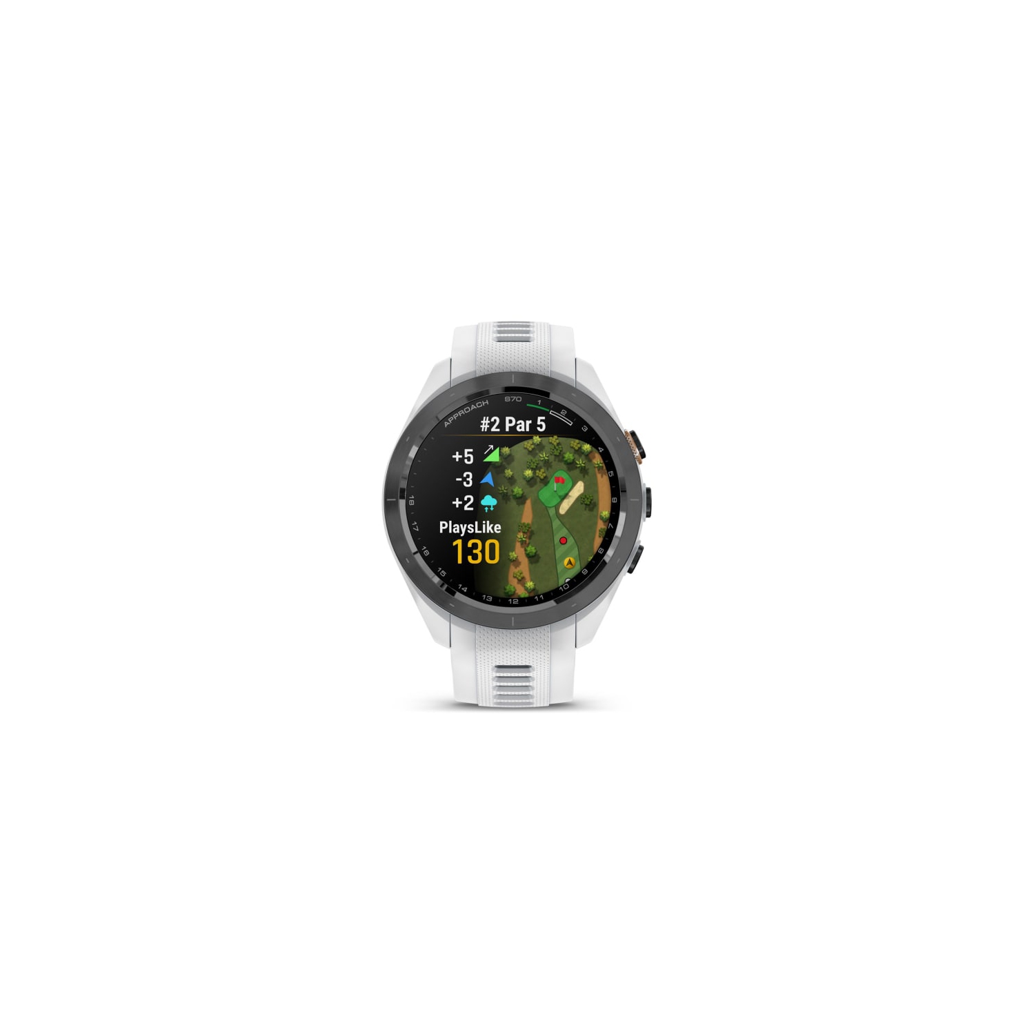 Garmin Approach S70 Black Ceramic Bezel with White Silicone Band - Case Size 42 mm