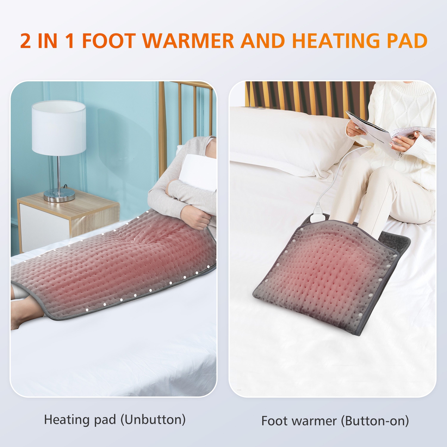 Snailax Heating Pad & Foot Warmer, 6 Temperature Settings & Auto Shut Off, 17”x33”