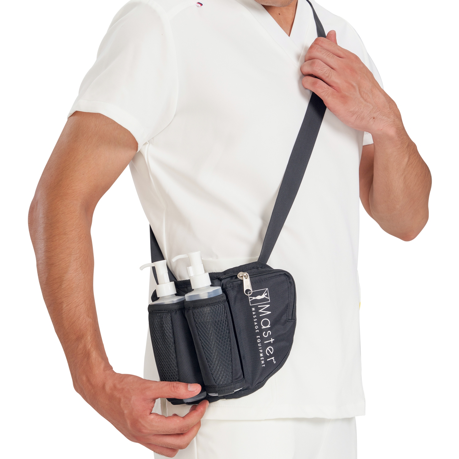 Master Massage Oil Holster Case Bag-Adjustable and Heat-Resistant Bottle Cream & Lotion Holster Bag Kit– Incl. 8 Oz Refillable Pump Dispenser