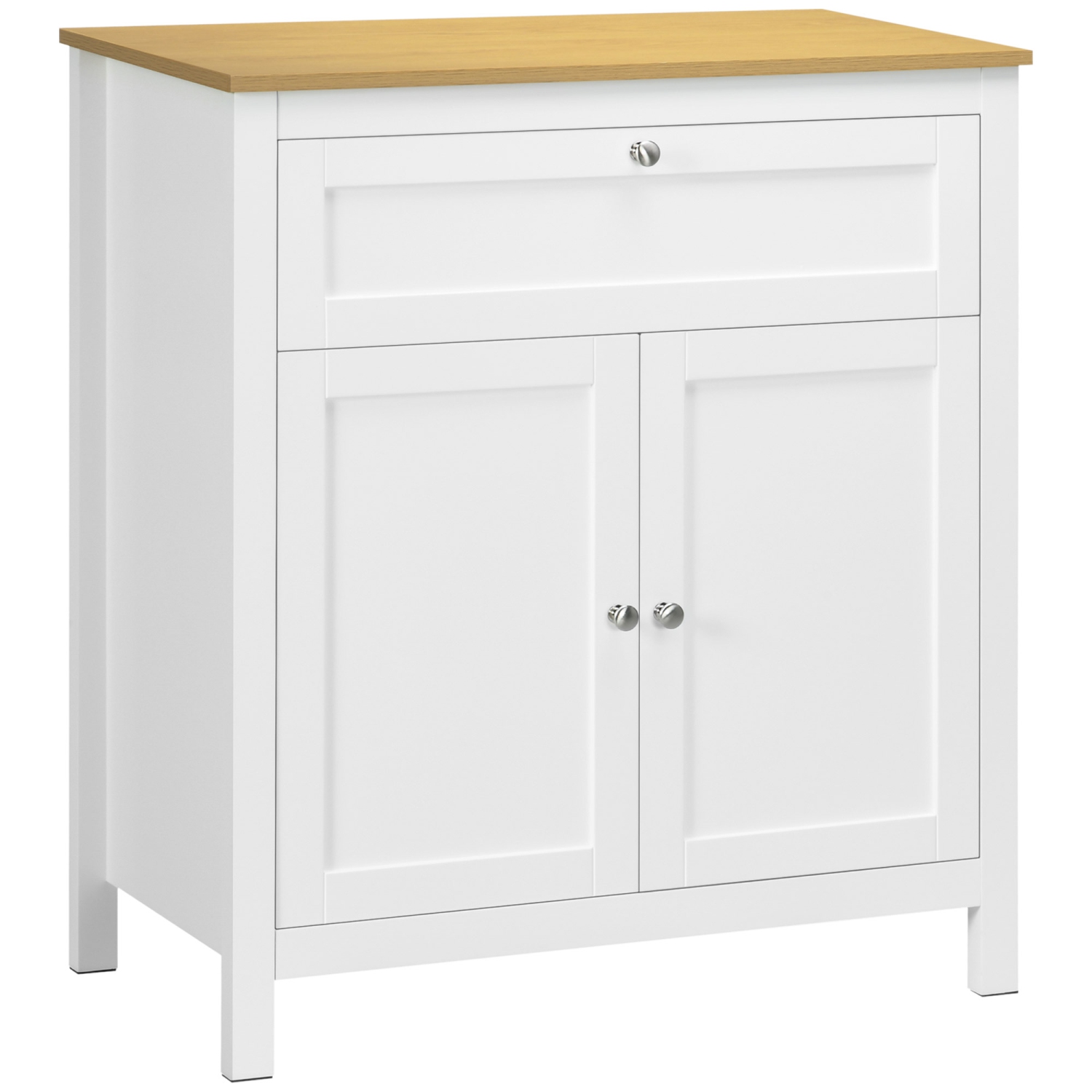 HOMCOM – Armoire de rangement, buffet avec tiroir, armoire à deux portes et tablette réglable, blanc
