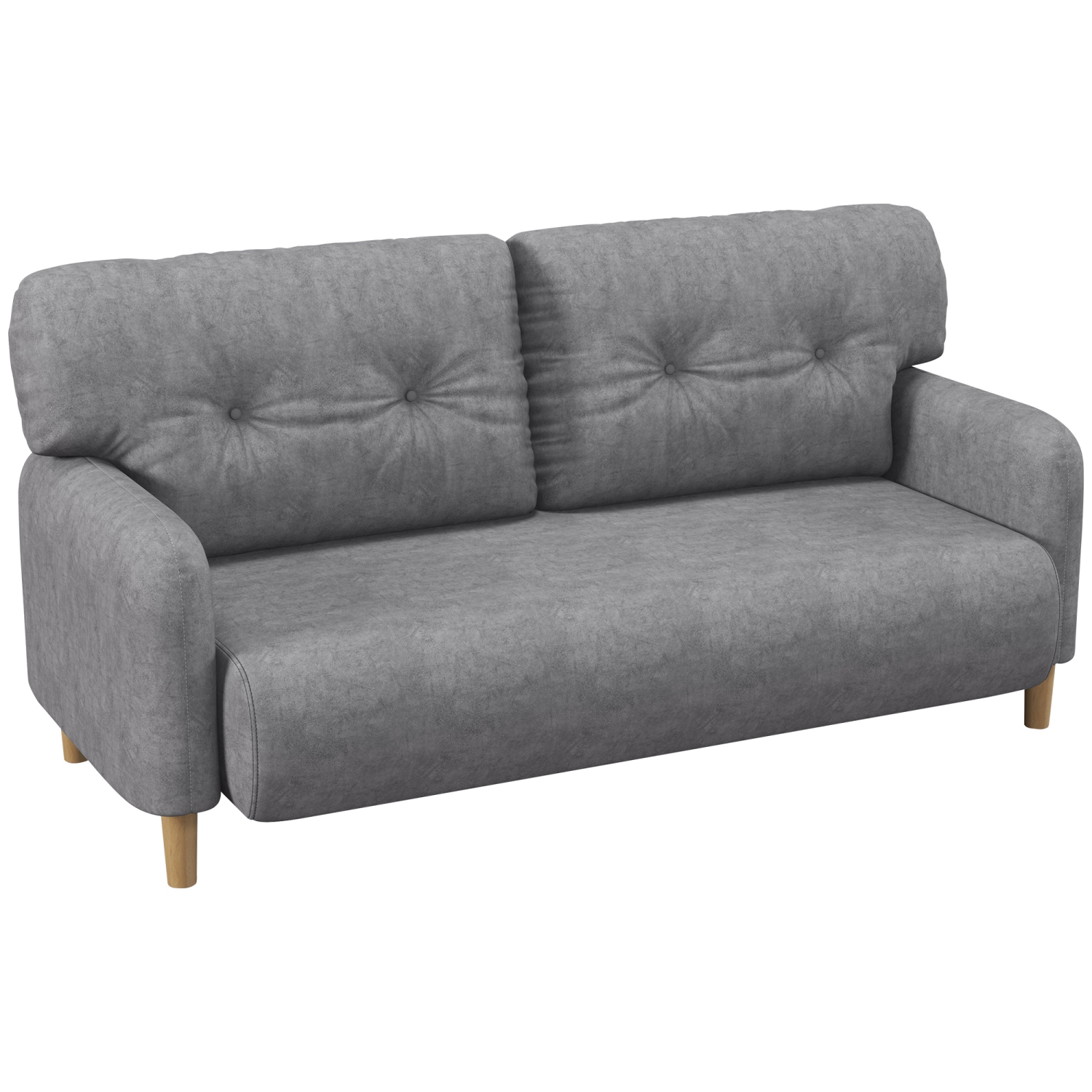 HOMCOM 58" Loveseat Sofa for Bedroom, Modern Love Seats Furniture, Upholstered 2 Seater Couch with 2 Tufted Back Cushion, Steel Frame and Beech Wood
