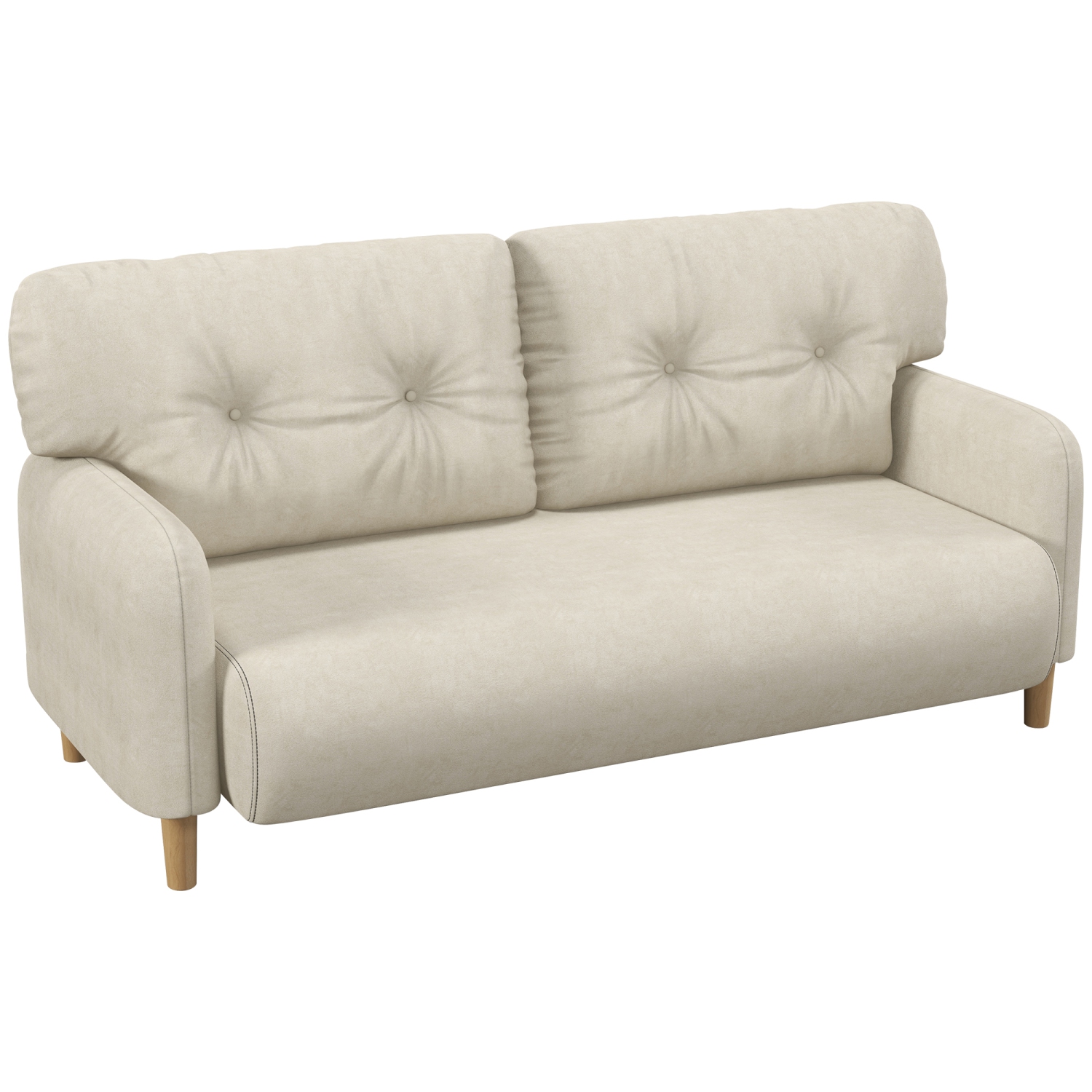 HOMCOM 58" Loveseat Sofa for Bedroom, Modern Love Seats Furniture, Upholstered 2 Seater Couch with 2 Tufted Back Cushion, Steel Frame and Beech Wood