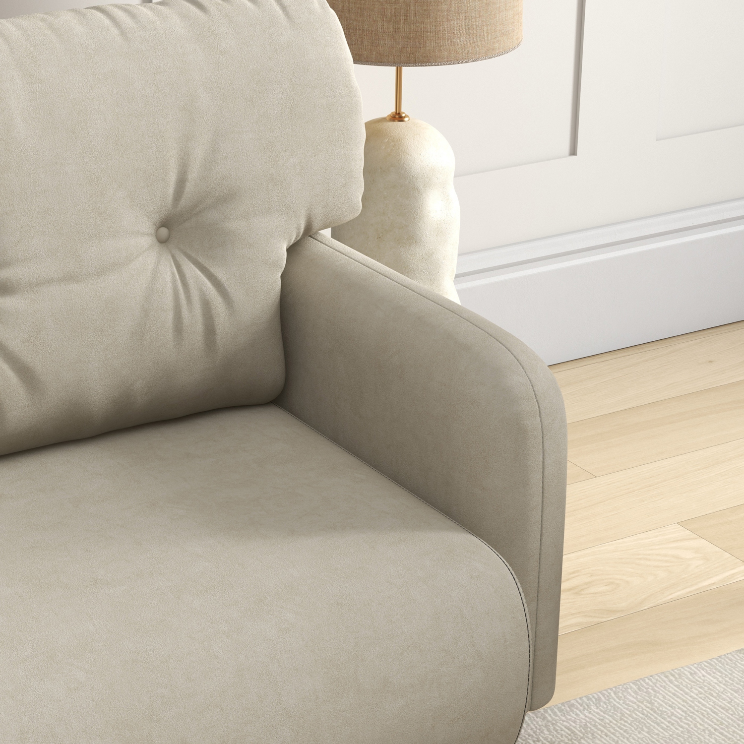 HOMCOM 58" Loveseat Sofa for Bedroom, Modern Love Seats Furniture, Upholstered 2 Seater Couch with 2 Tufted Back Cushion, Steel Frame and Beech Wood