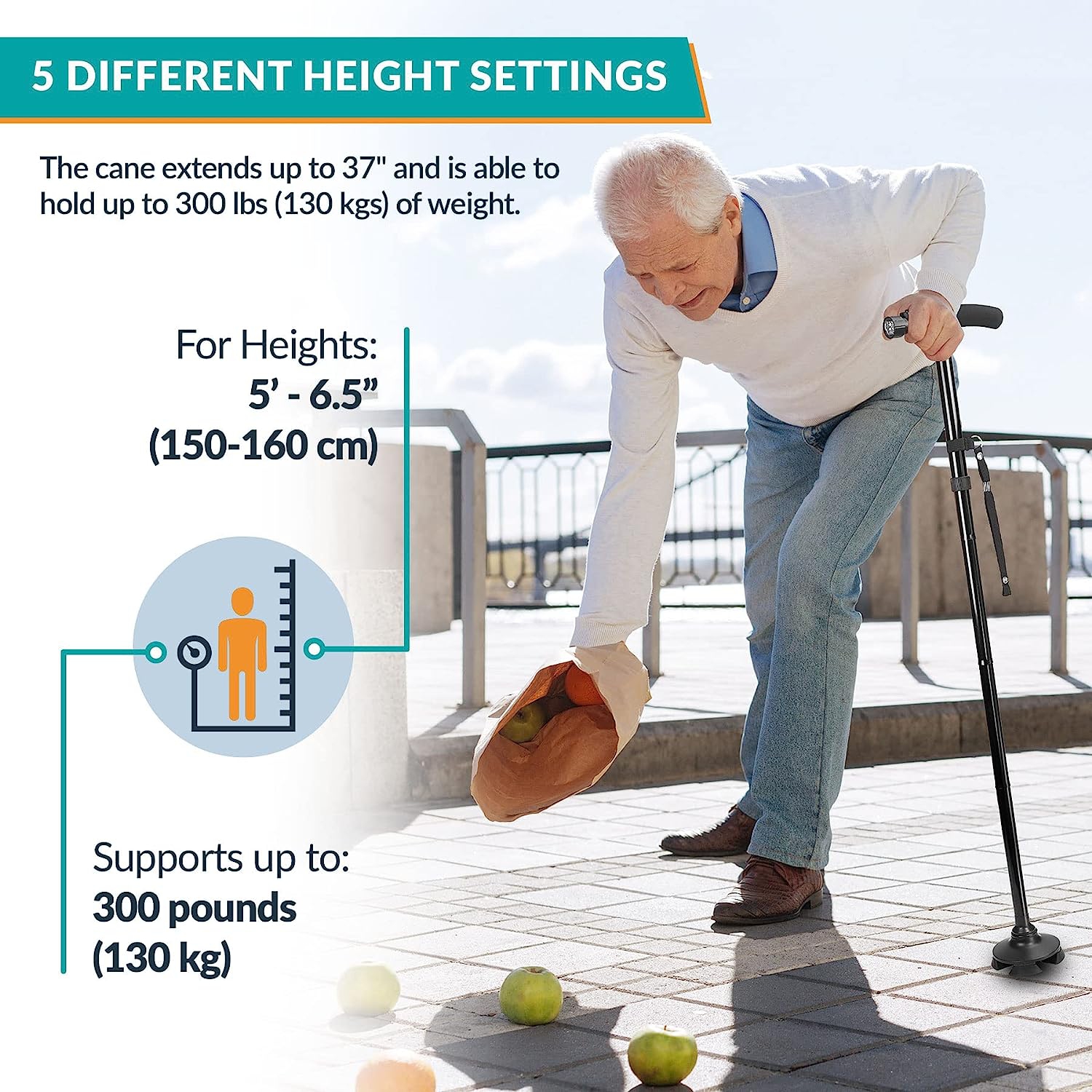 Walking Cane with Led Light - Adjustable 37 Inch Folding Canes and Walking Sticks, Collapsible Daily Mobility Canes with Rubber Feet&nbsp;for Men and