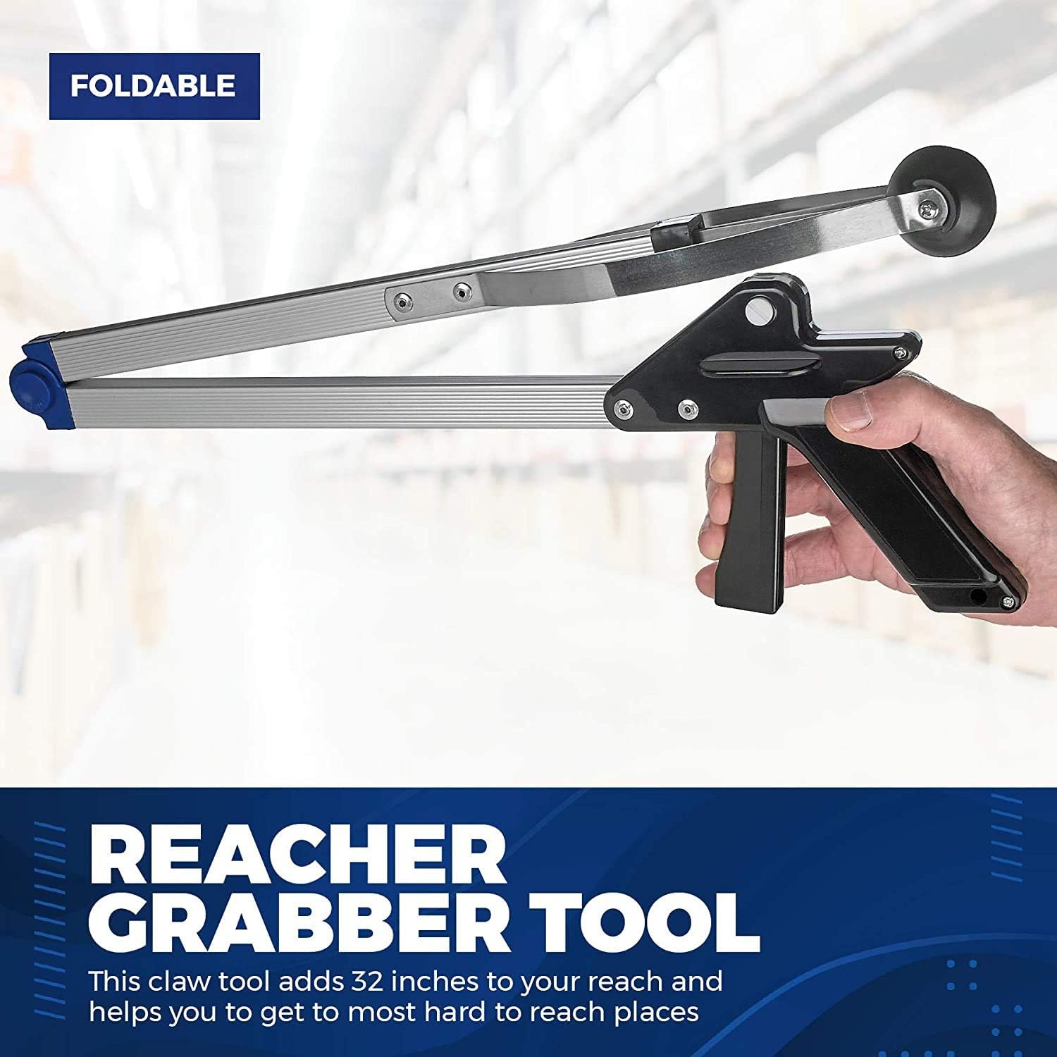 Outil Reacher Grabber – dispositif de préhension – griffe pliable légère et durable prolongeant la portée du bras jusqu’à 32 po, outil de mobilité
