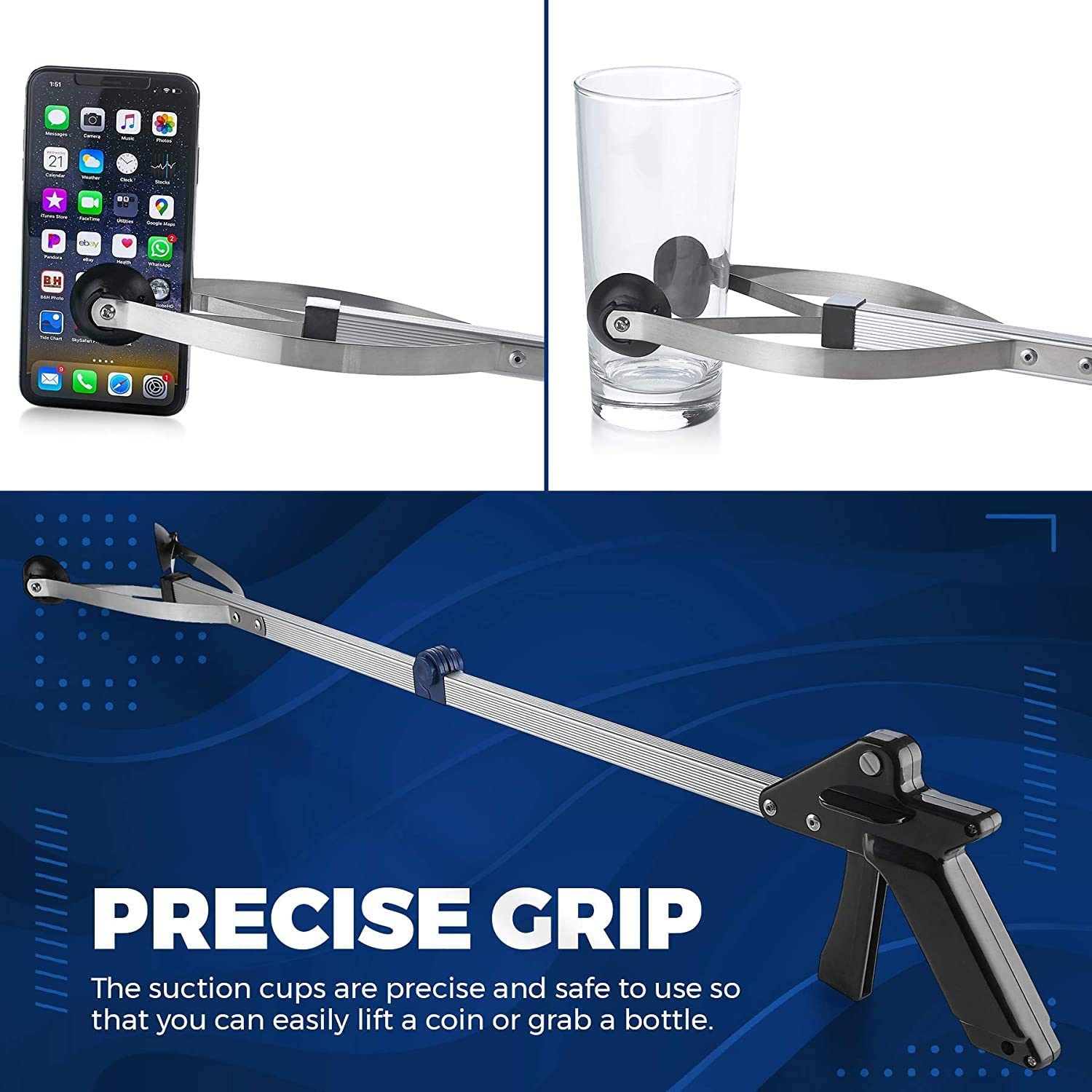 Outil Reacher Grabber – dispositif de préhension – griffe pliable légère et durable prolongeant la portée du bras jusqu’à 32 po, outil de mobilité