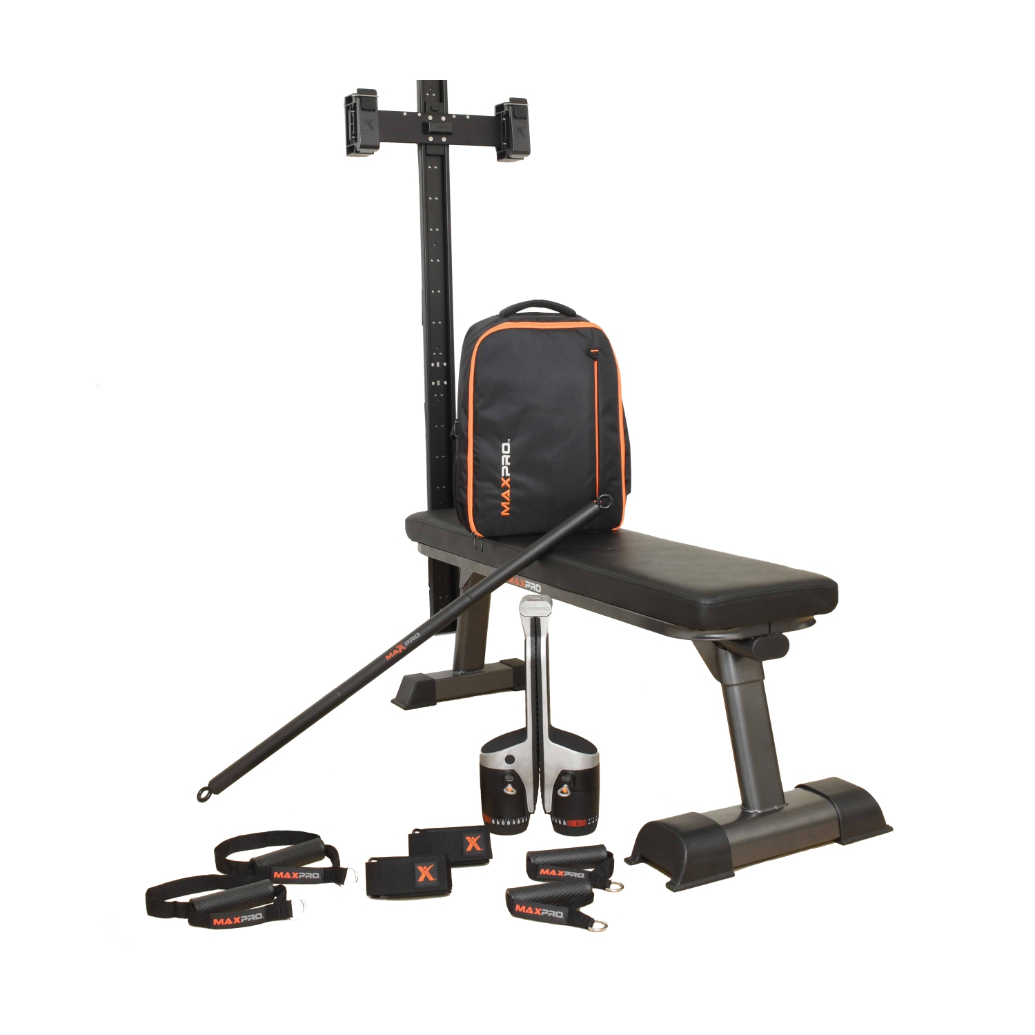 MAXPRO Smart Cable Home Gym Set Includes Folding Bench Wall